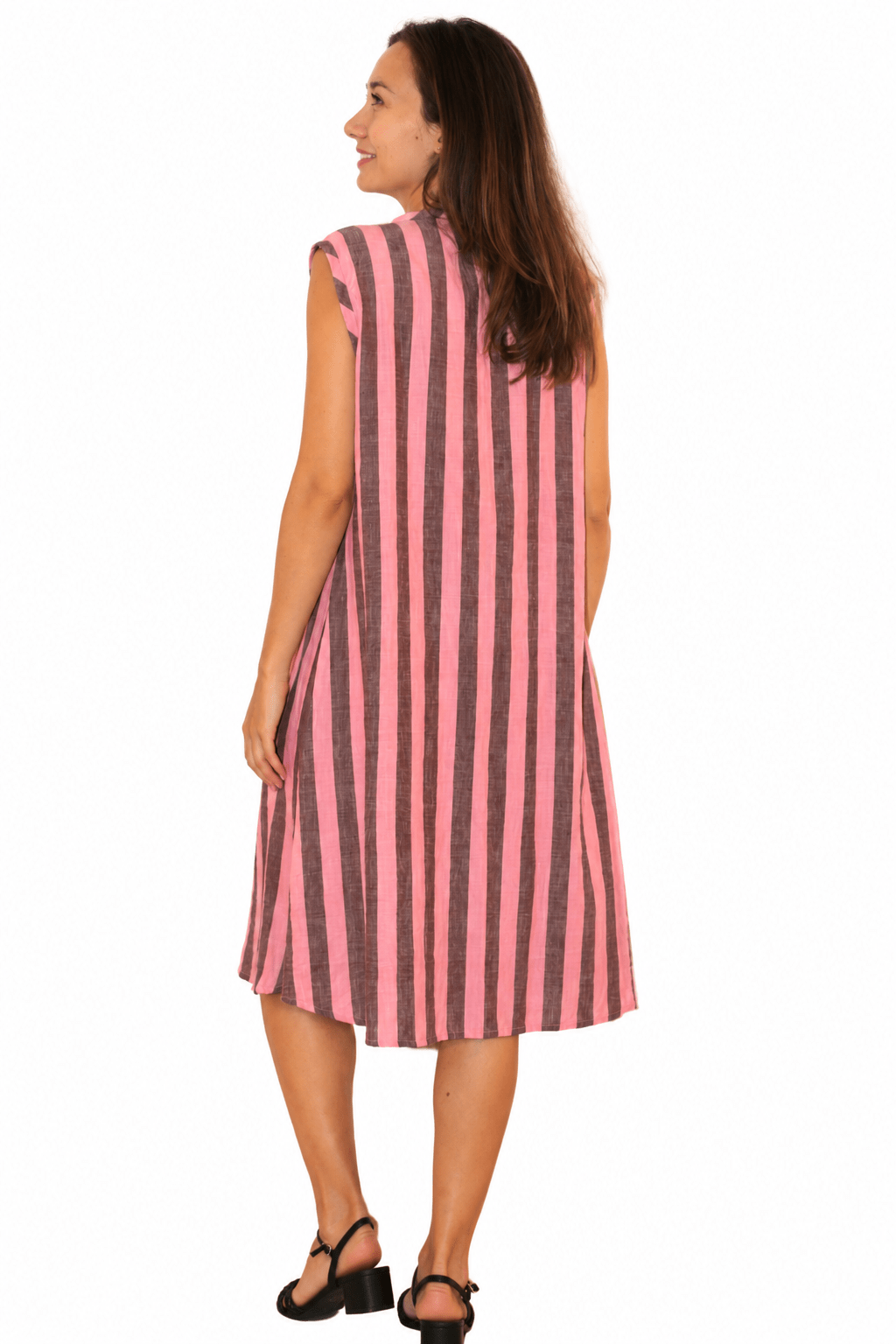 Khadi Stripes Padma Tank Dress Mauve - Joshi