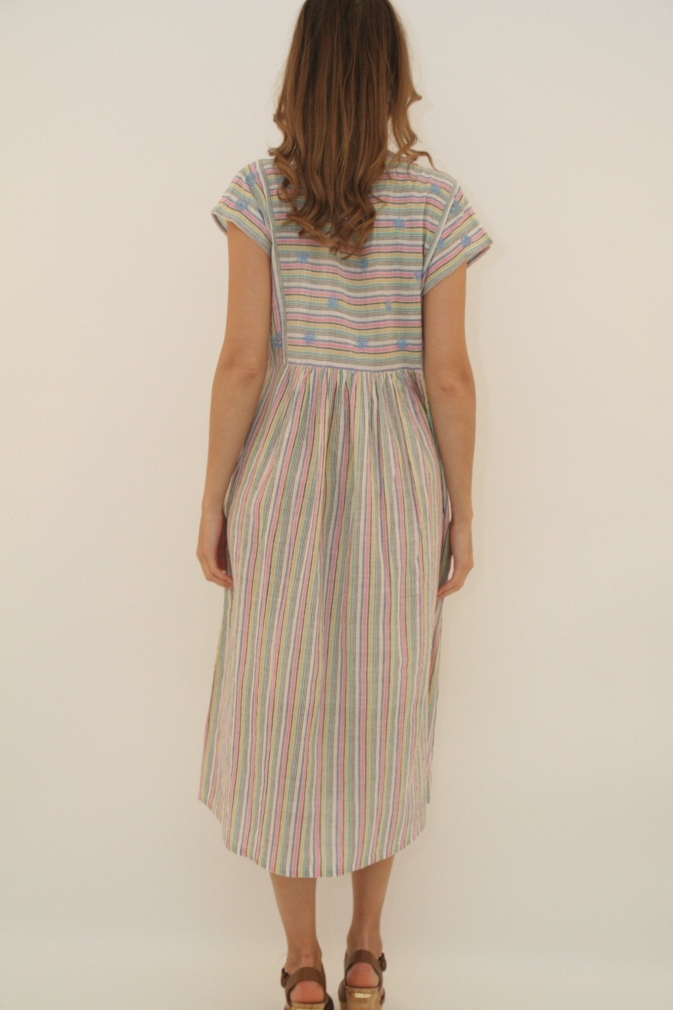 Nina Dress Long Rainbow Stripes - Joshi