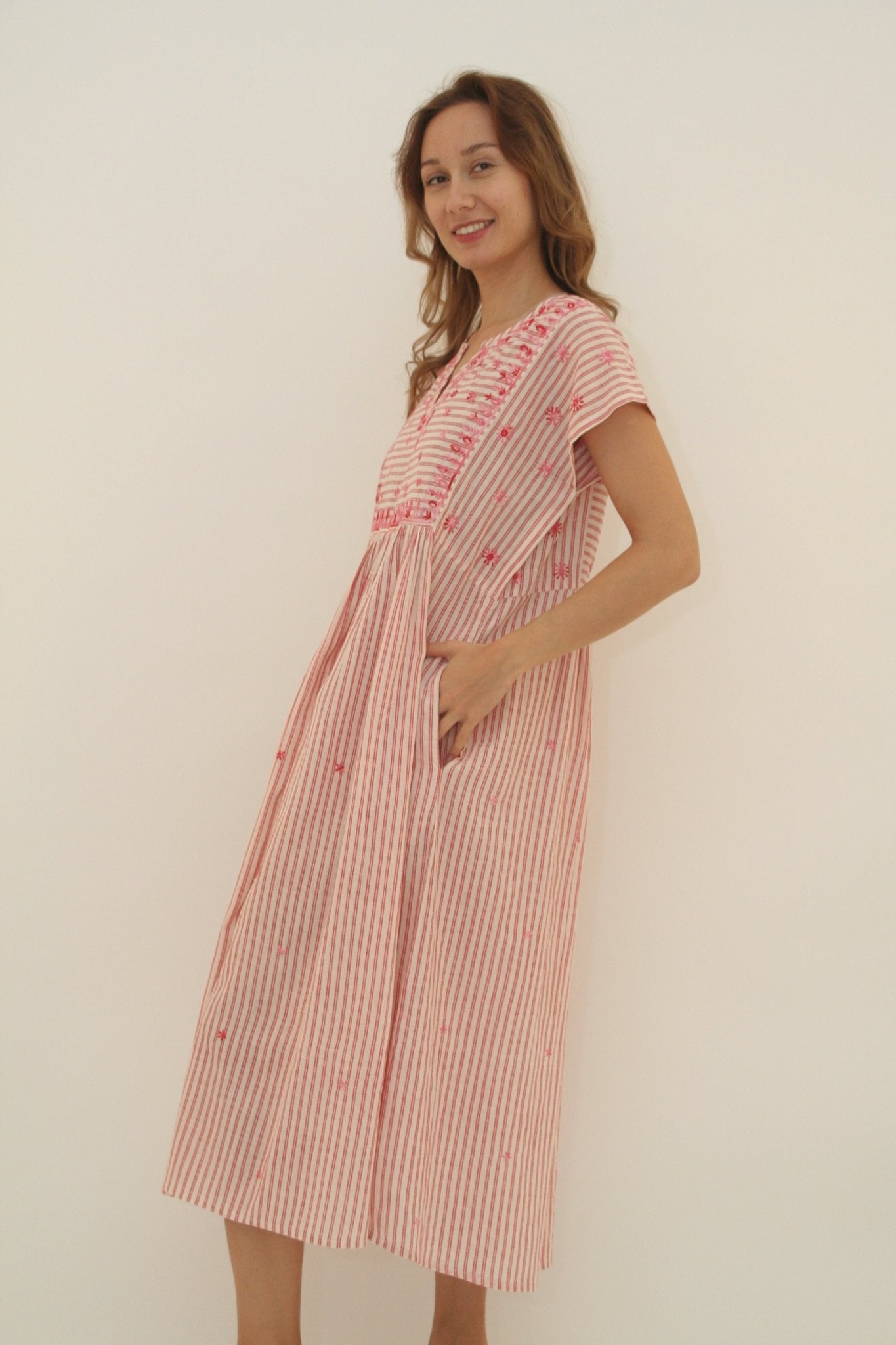 Nina Dress Red Stripes - Joshi