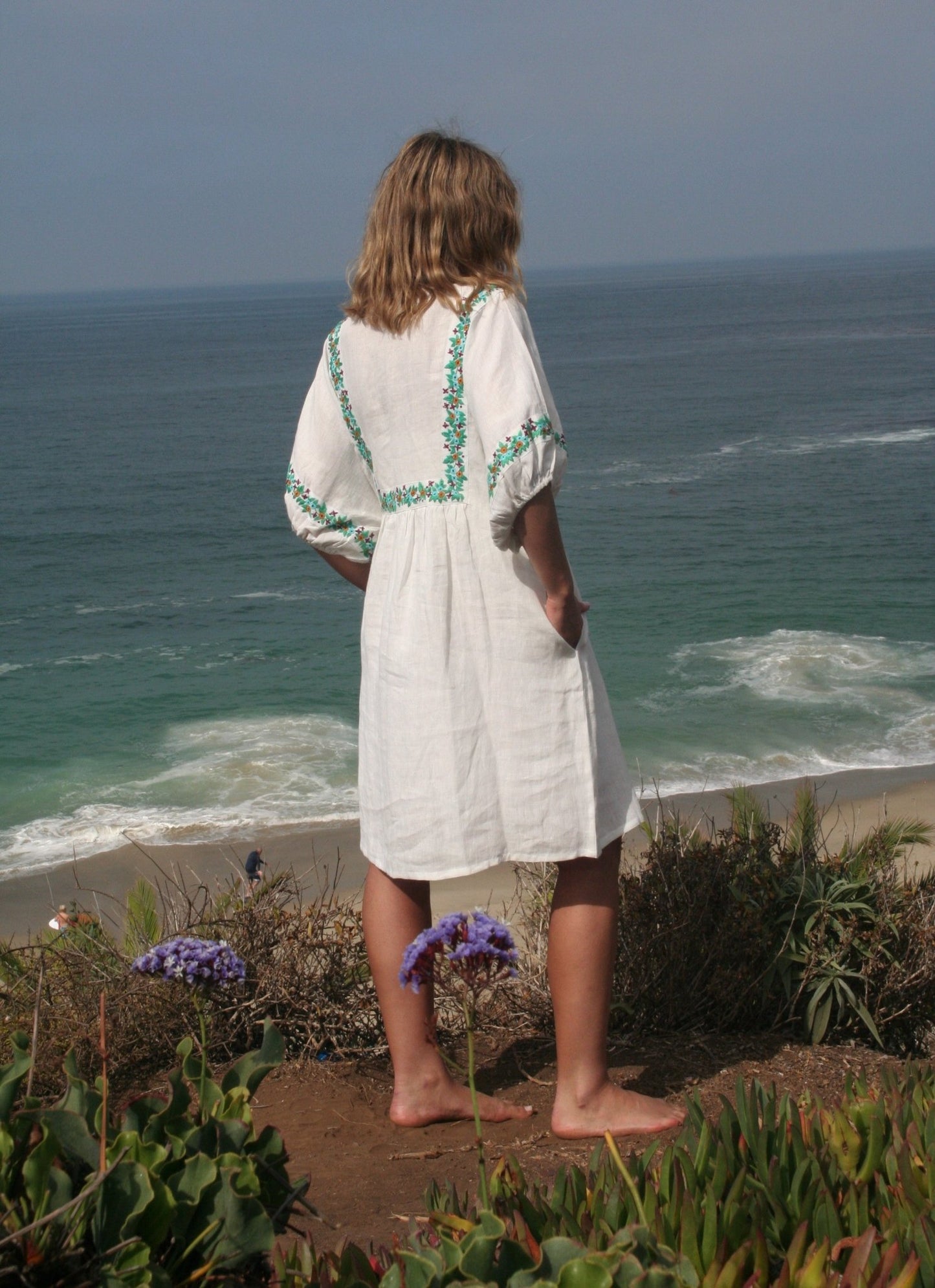 Polo Dress Short White / Green - Joshi