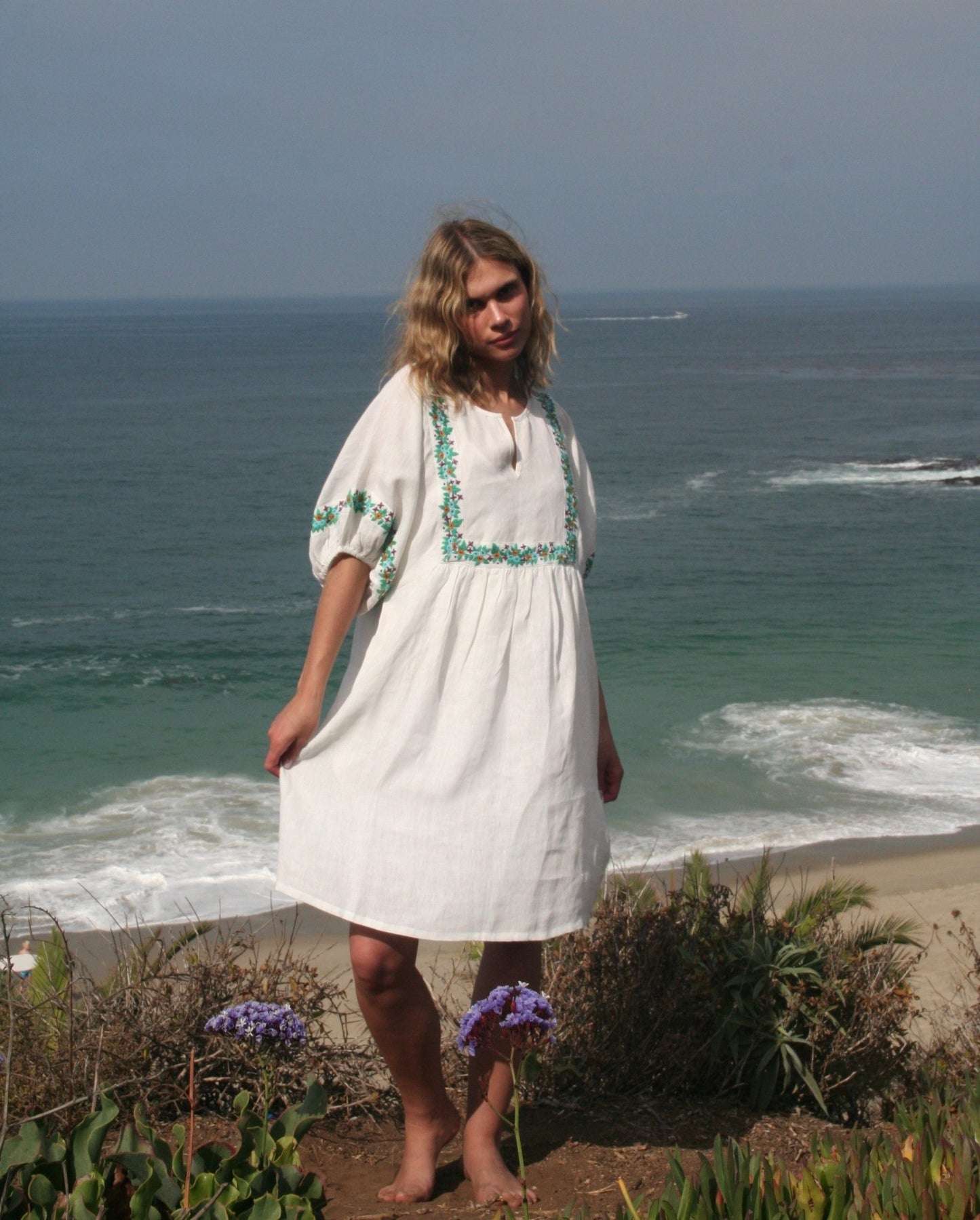 Polo Dress Short White / Green - Joshi