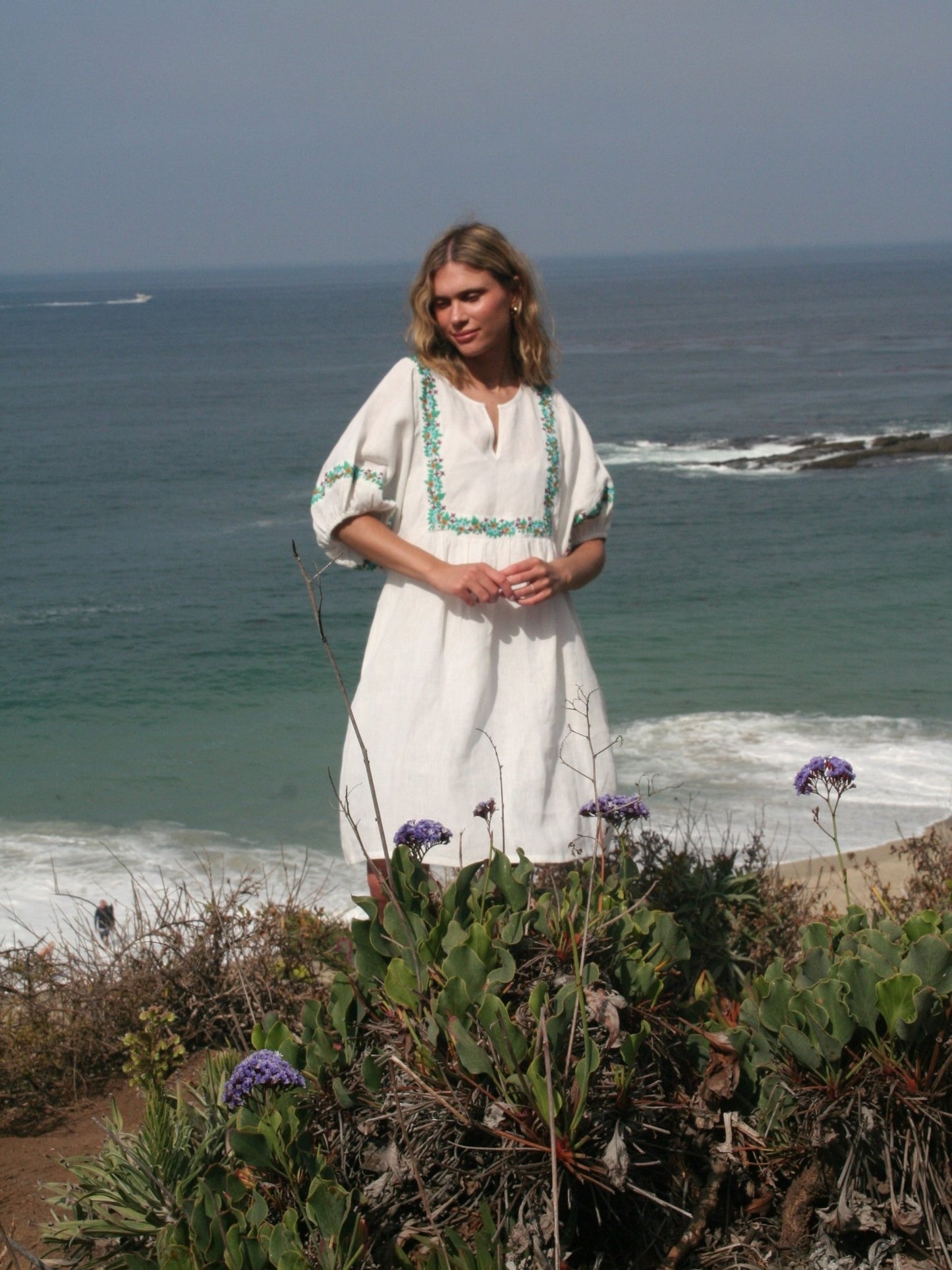 Polo Dress Short White / Green - Joshi