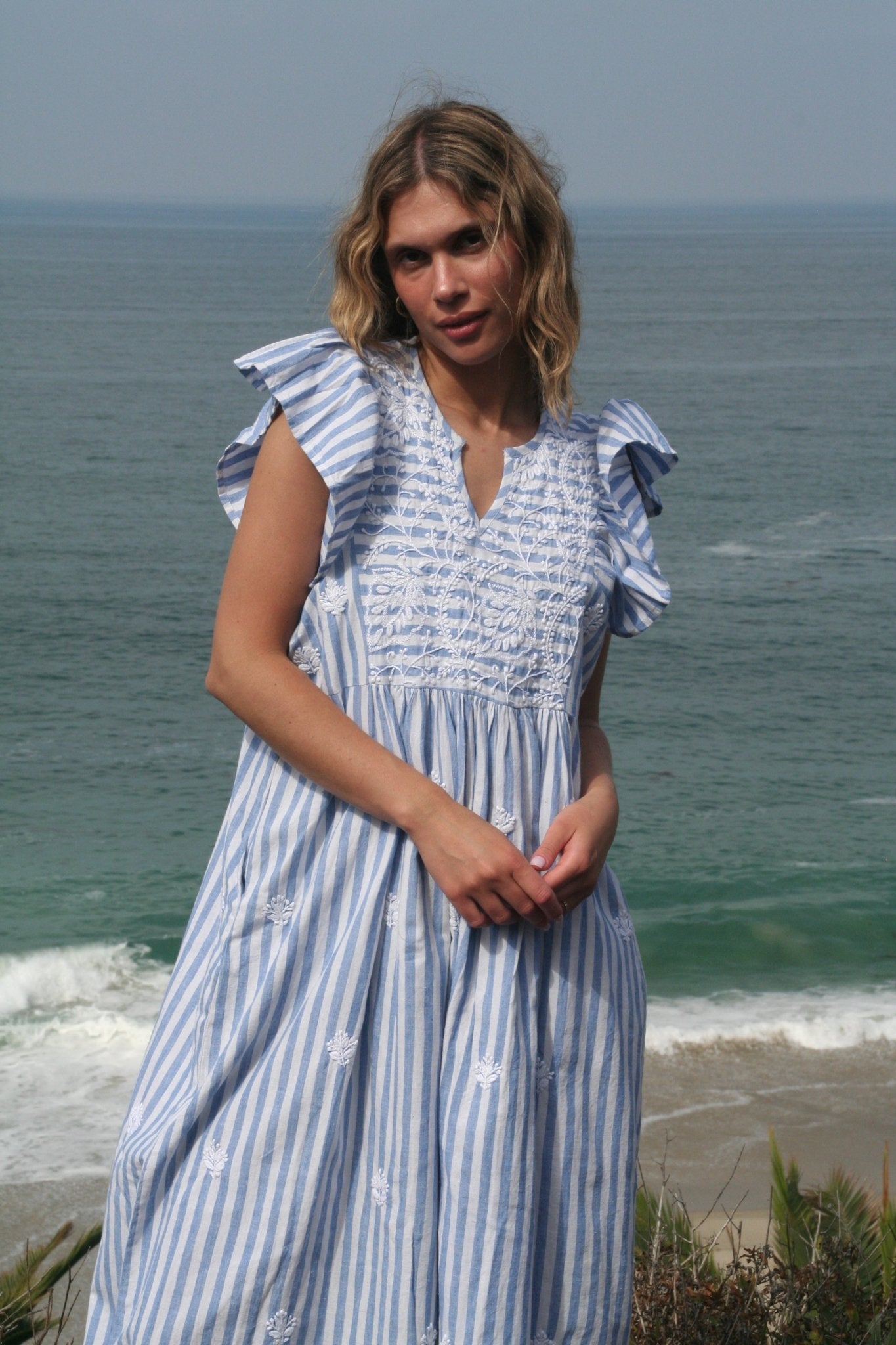 Rugby Dress Long Blue Stripes - Joshi