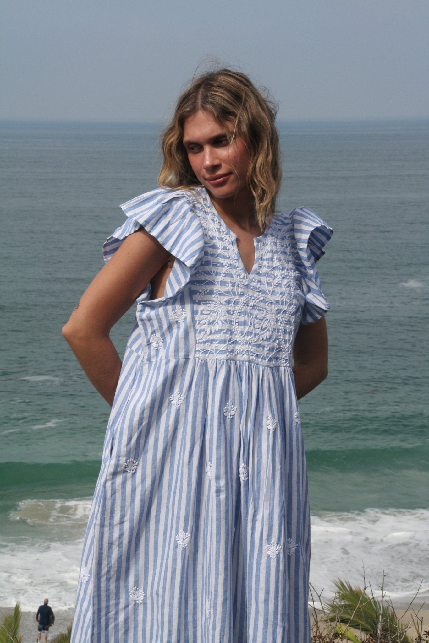 Rugby Dress Long Blue Stripes - Joshi