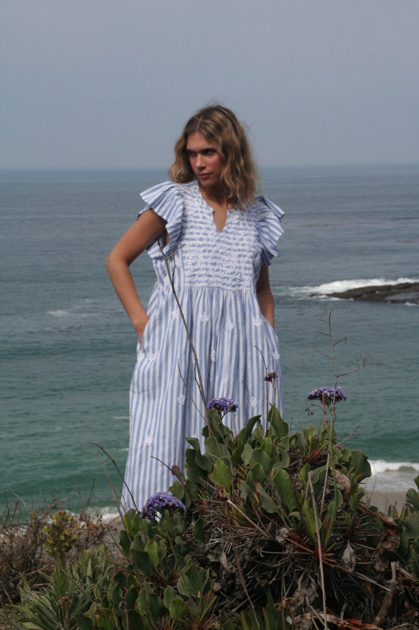 Rugby Dress Long Blue Stripes - Joshi