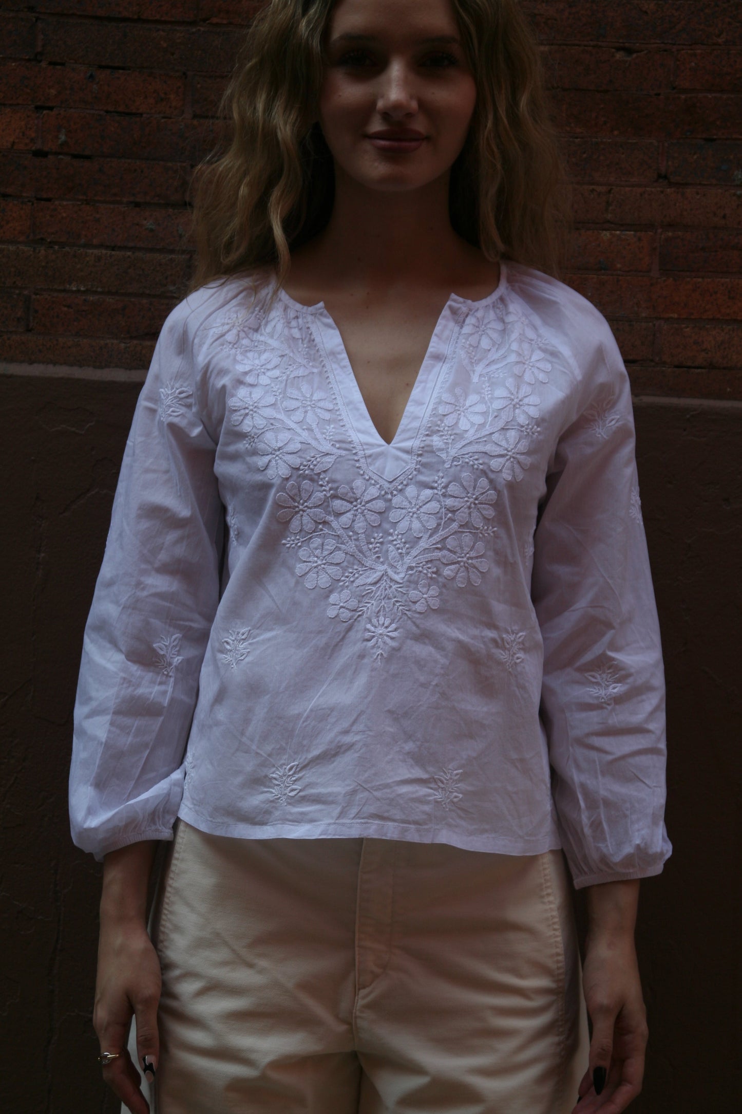 Samira Peasant Top White - Joshi