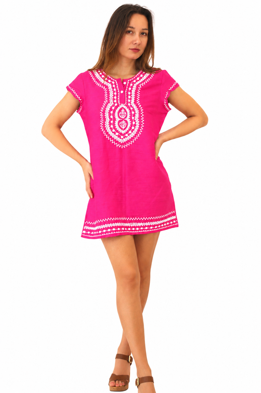 Paloma Dress  Silk Dupion Hot Pink