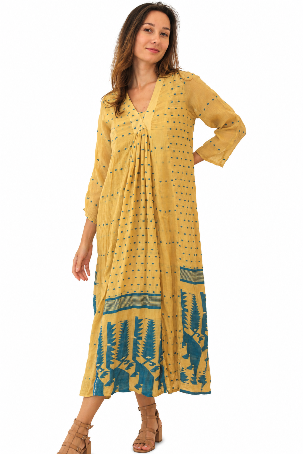 Jamdani Cabana Kurta (lined) Beige - JoshiJoshi