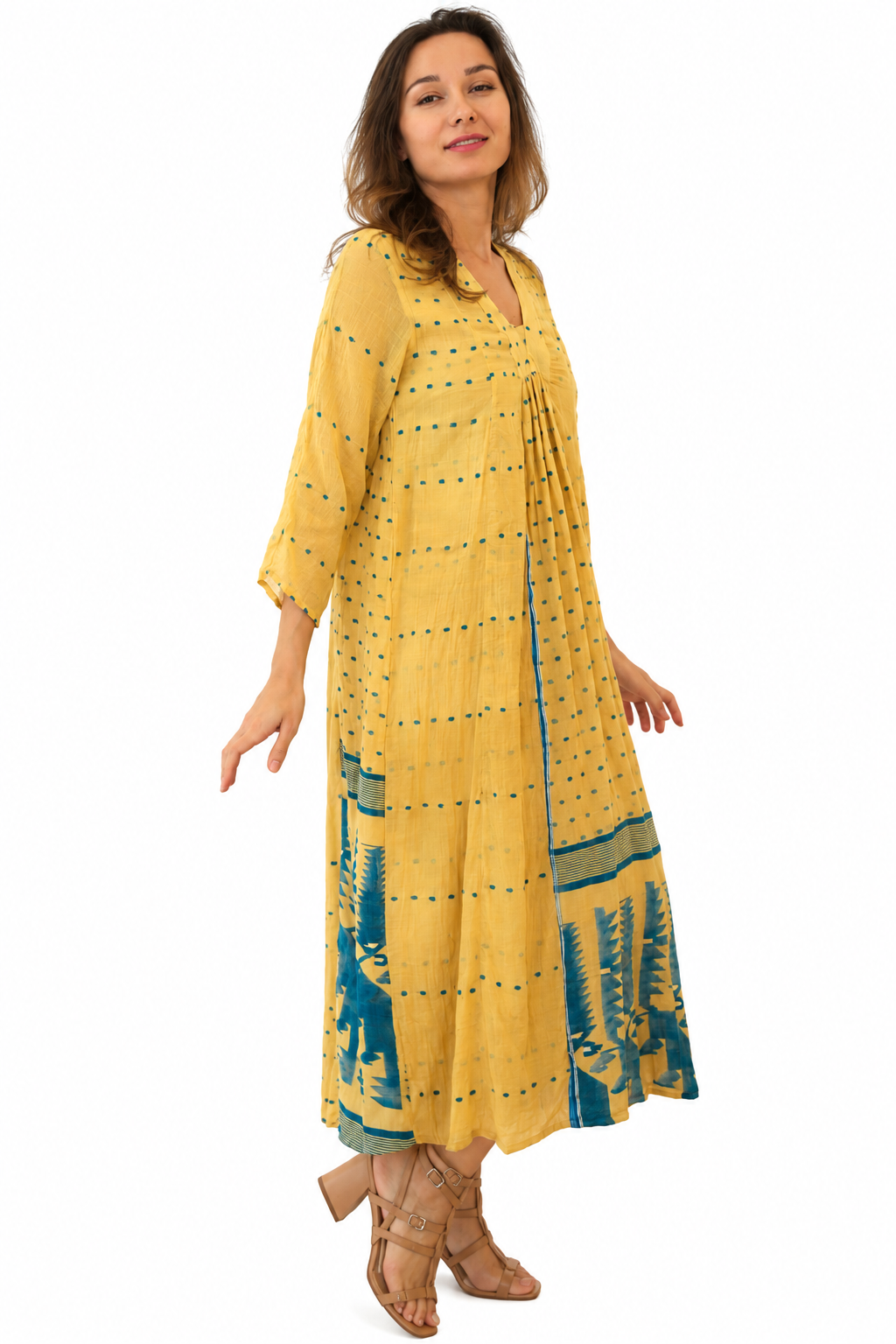 Jamdani Cabana Kurta (lined) Beige - JoshiJoshi