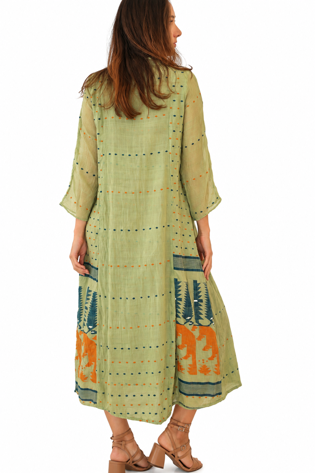 Jamdani Cabana Kurta (lined) Green