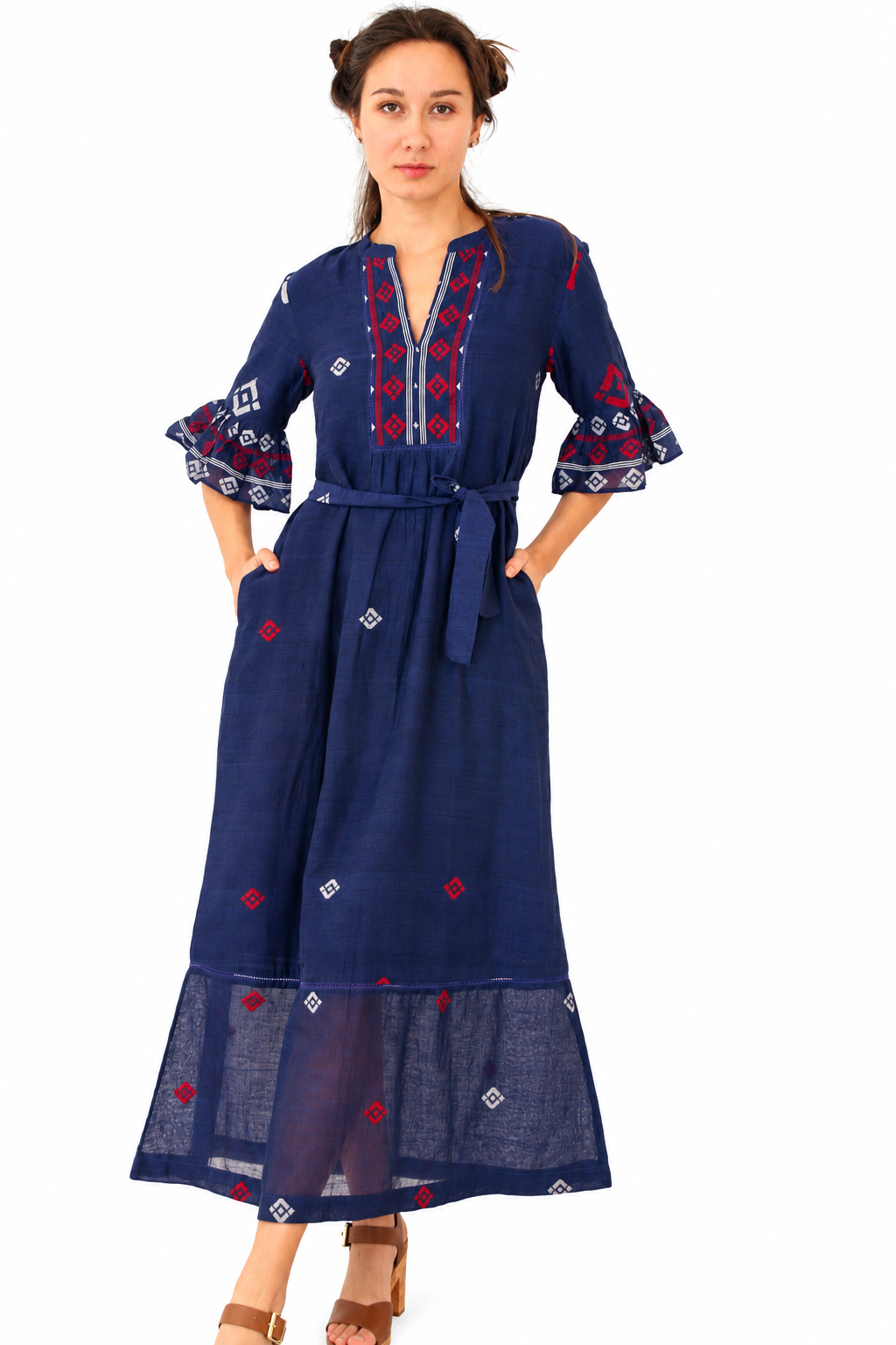 Khadi Naya Dress  Navy (Lined)