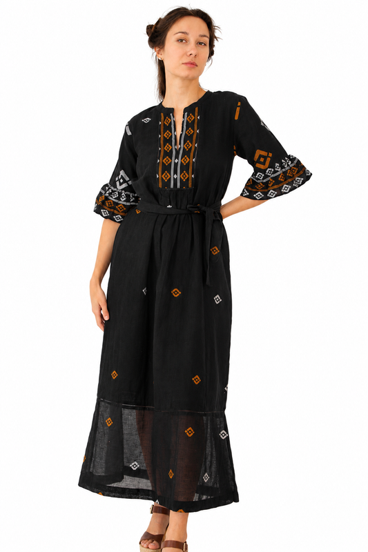Khadi Naya Dress Black (Lined) - Joshi