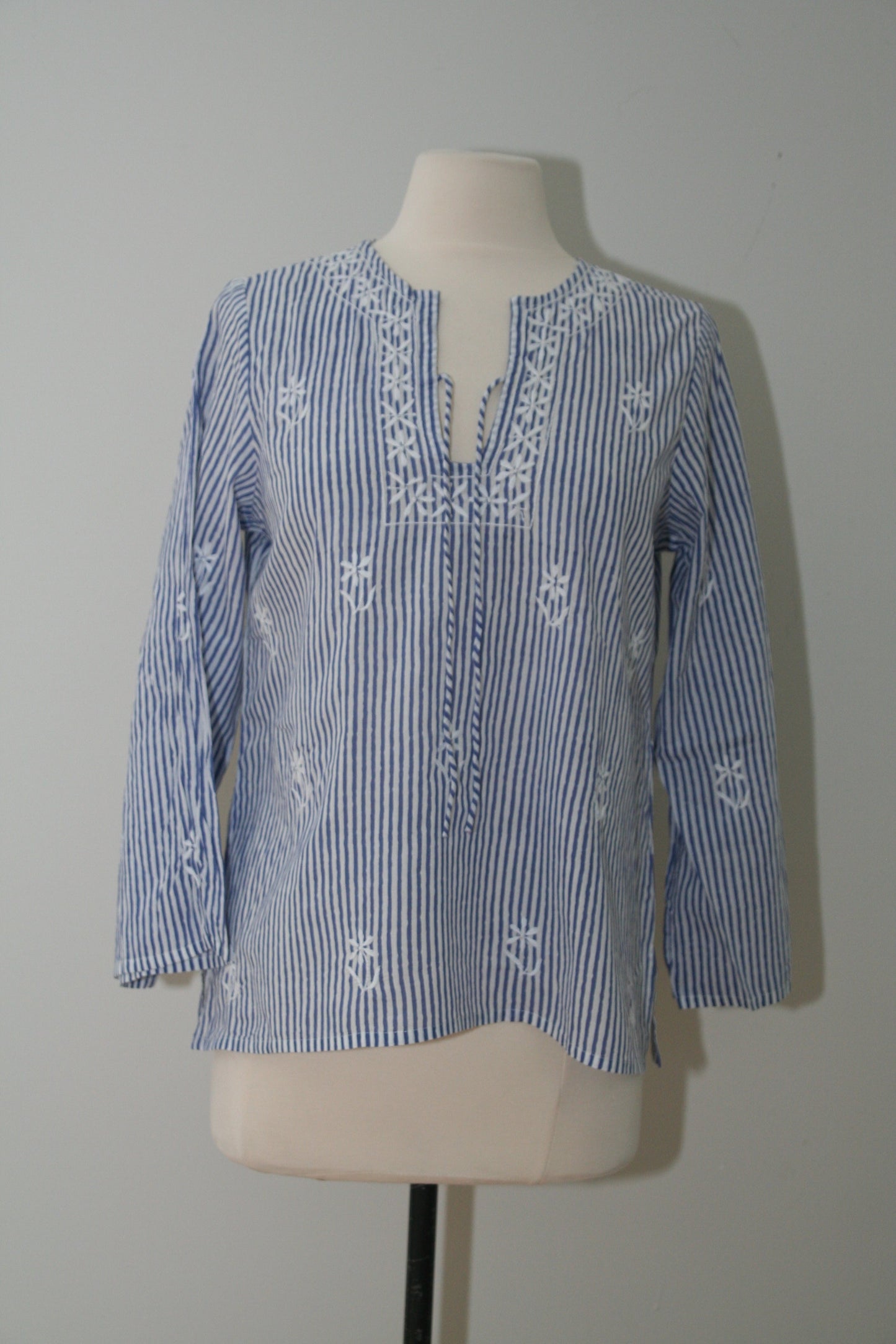 Blue Stripes Peasant Top - Joshi