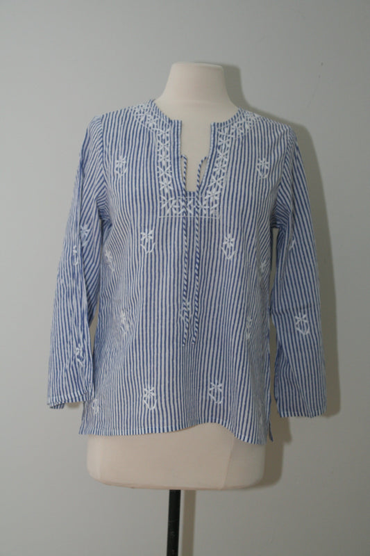 Blue Stripes Peasant Top - Joshi