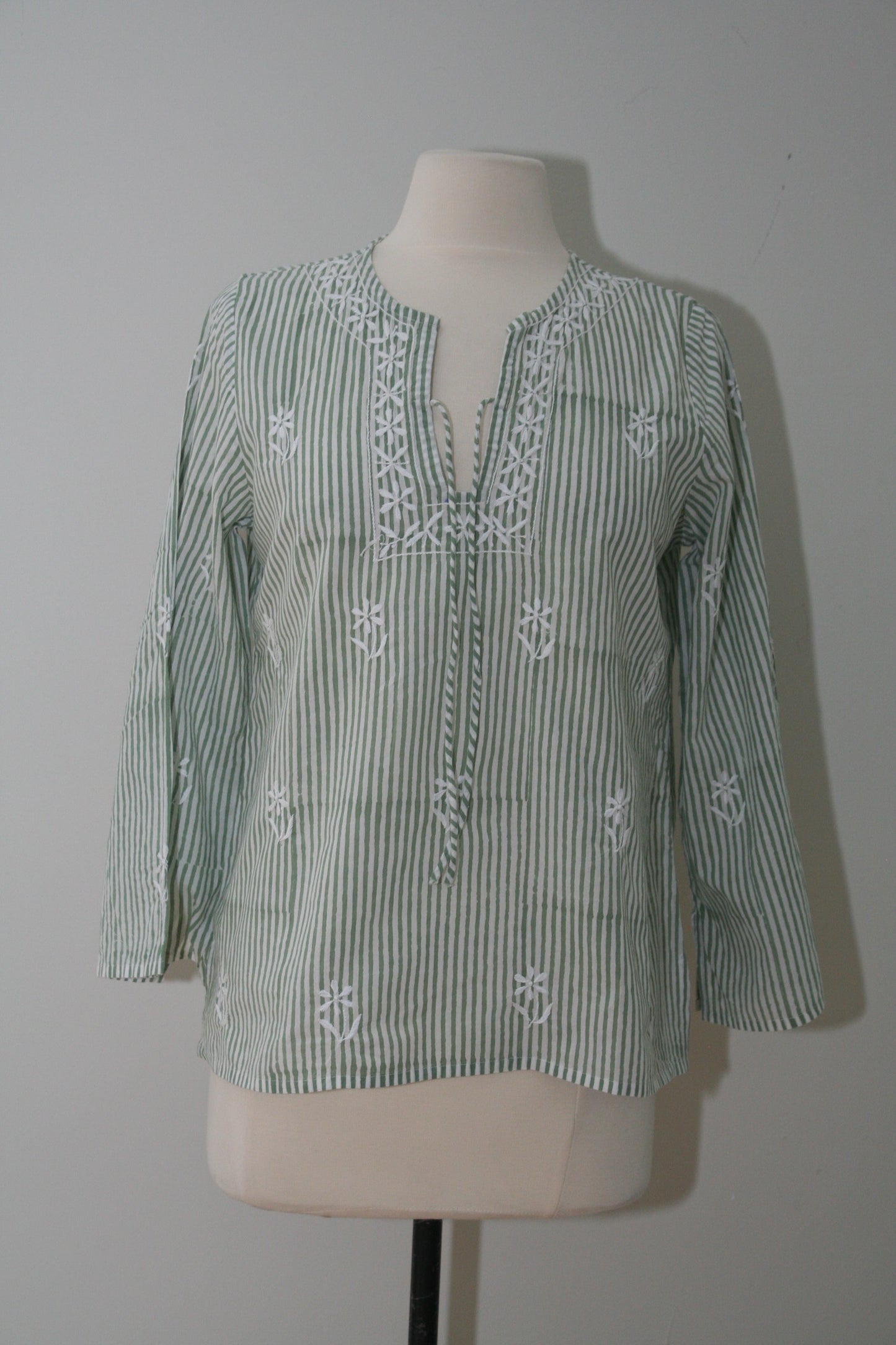Green stripes Peasant Top - Joshi