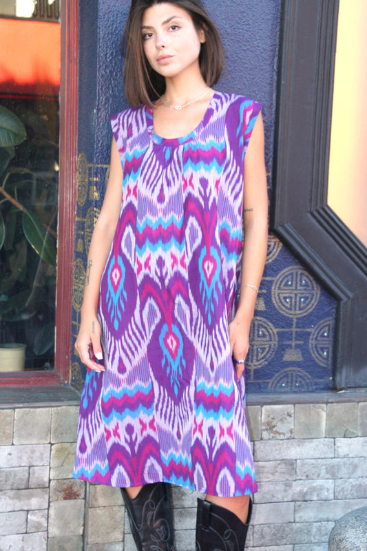 Ikat Dress Purple - Joshi