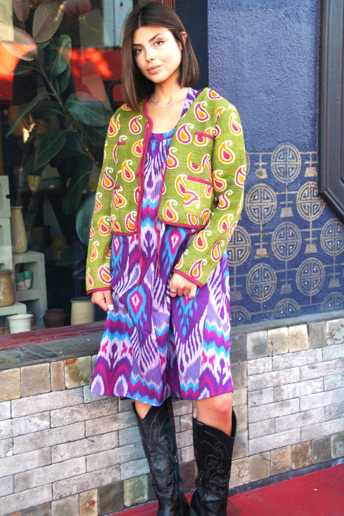 Ikat Dress Purple - Joshi