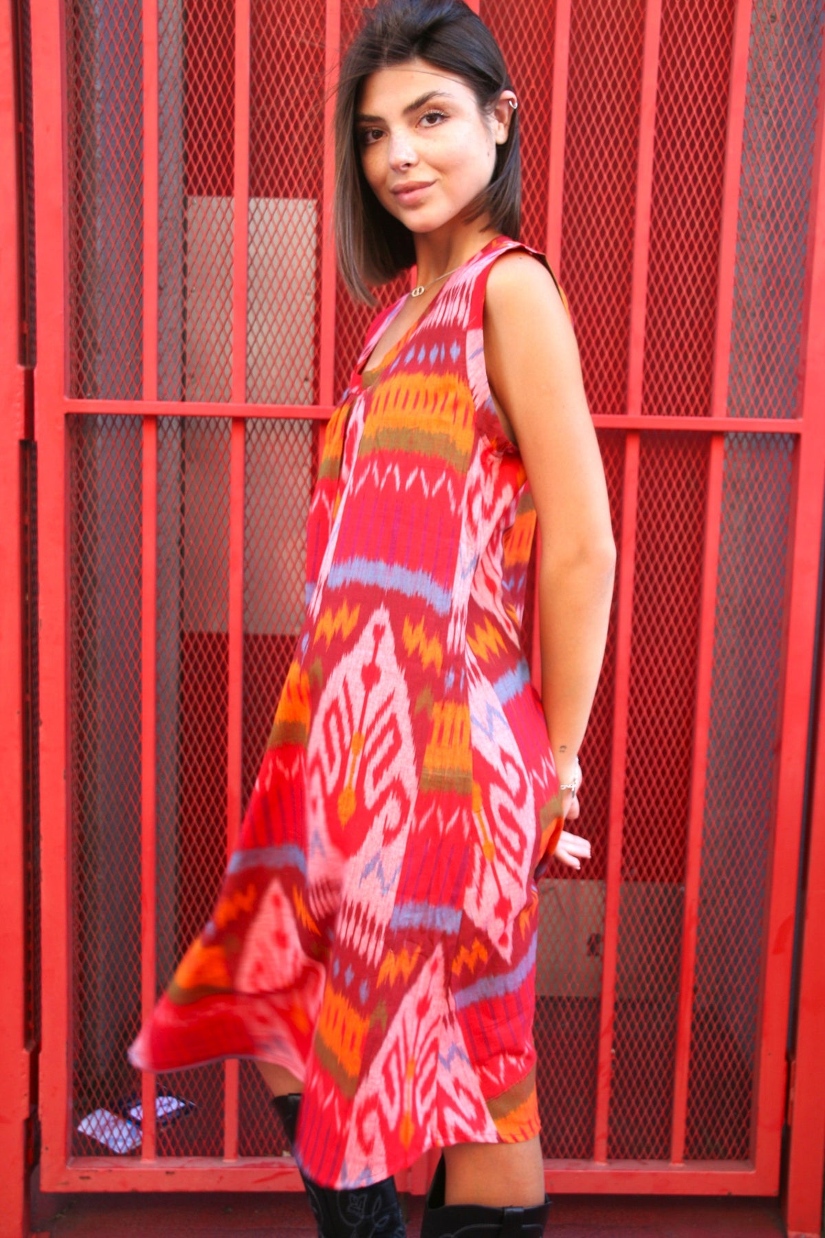 Ikat Dress Red - Joshi