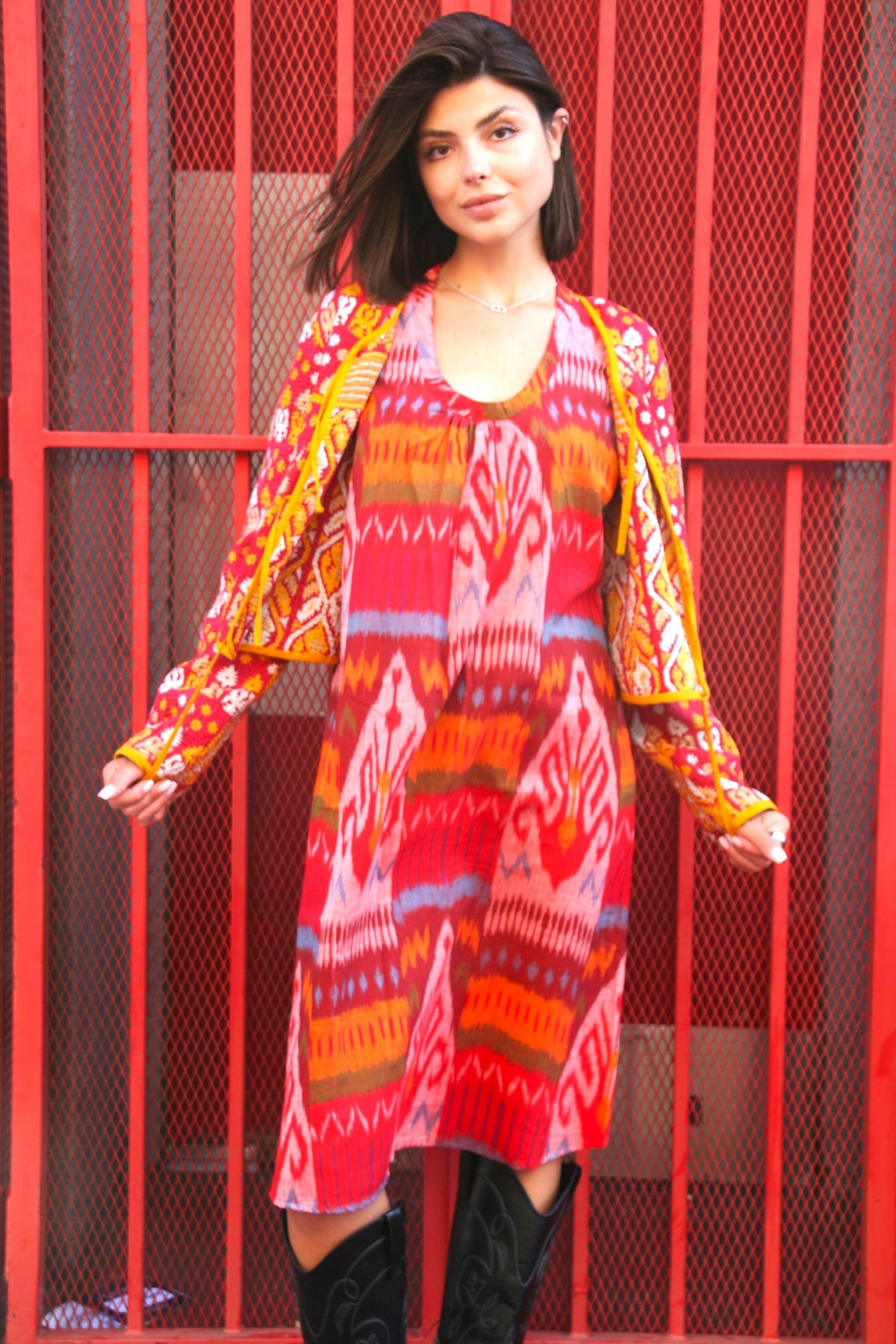 Ikat Dress Red - Joshi