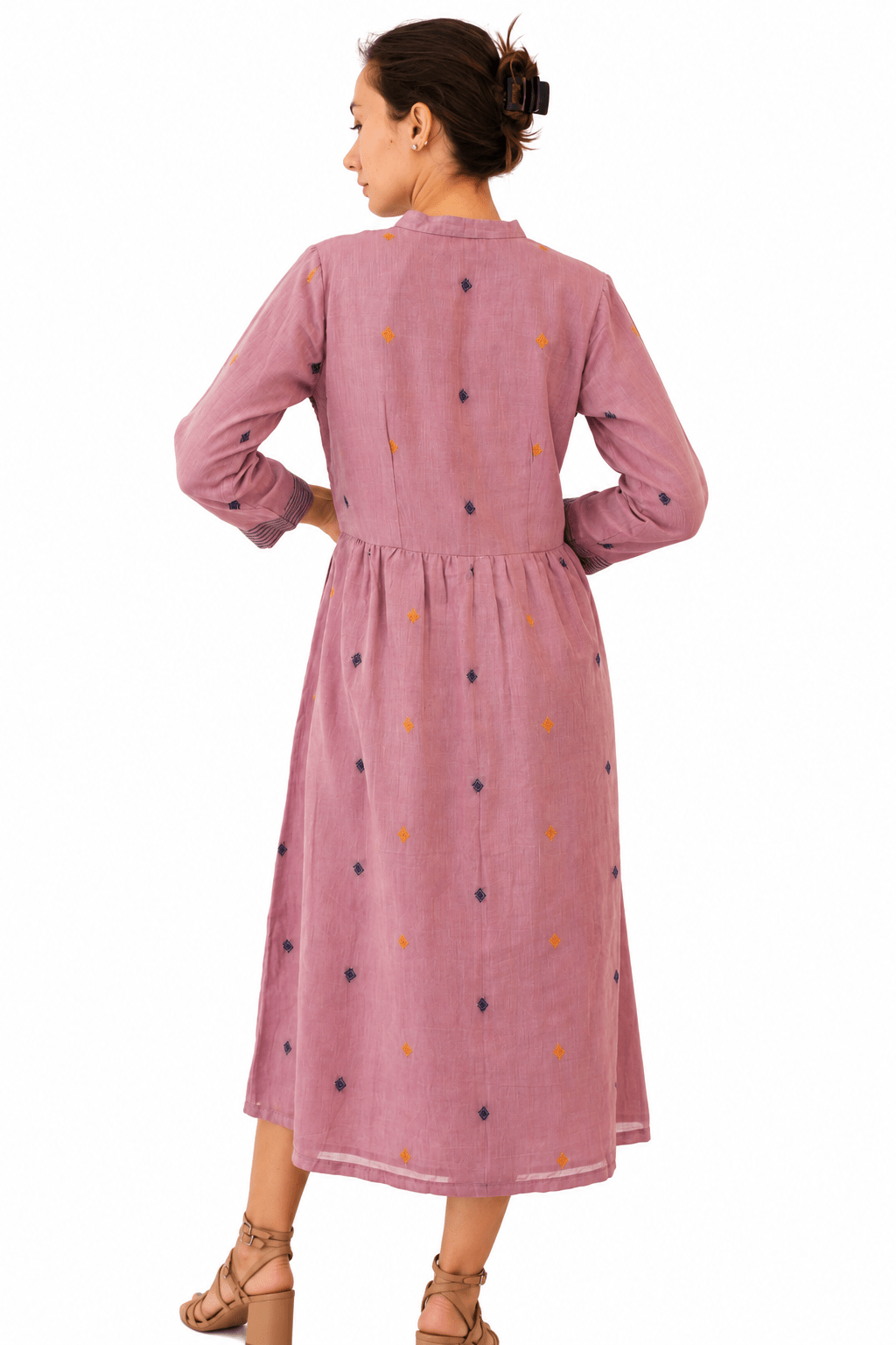 Khadi Mona Pintuck Dress Mauve - JoshiPintuck