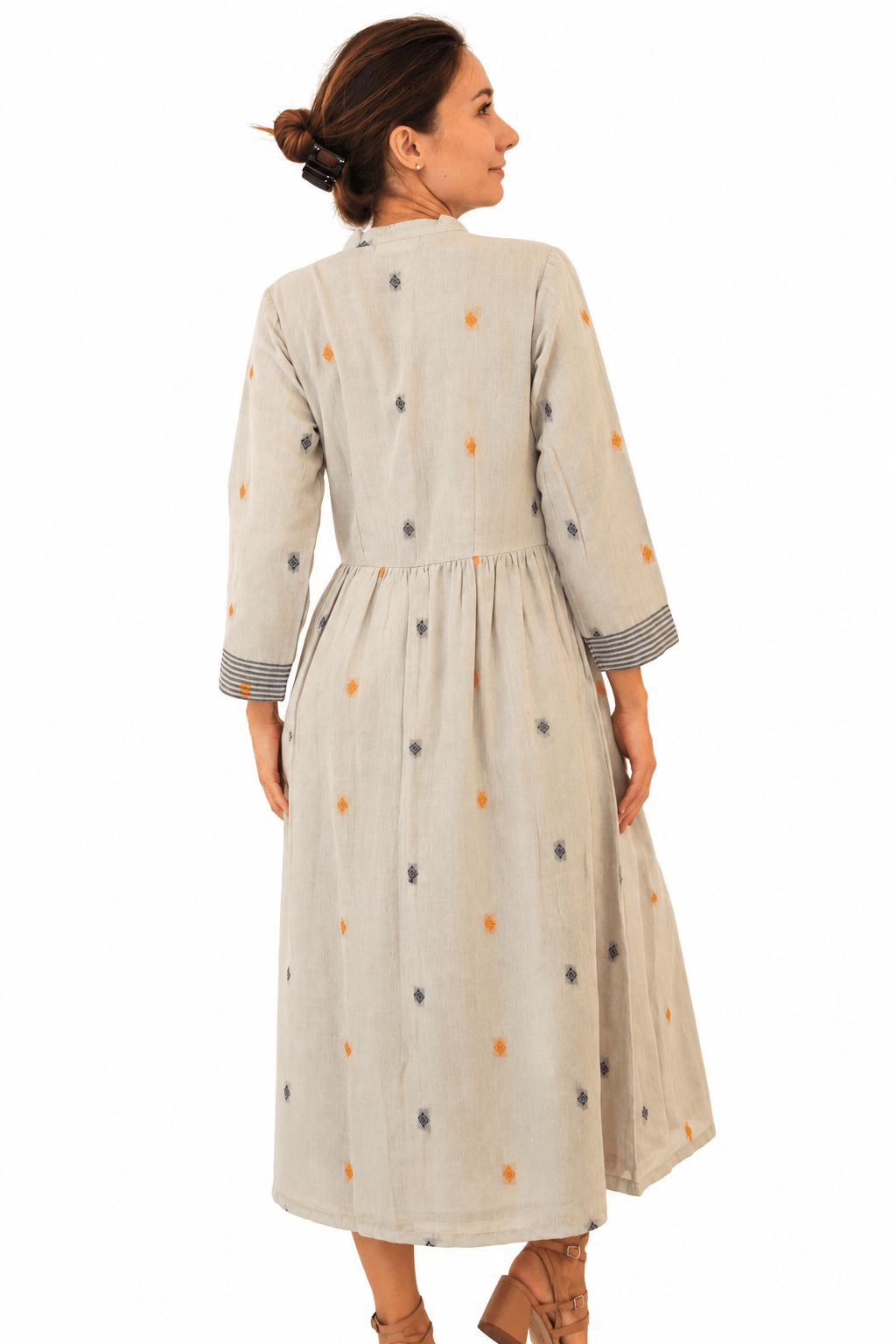 Khadi Mona Pintuck Dress Taupe - Joshi