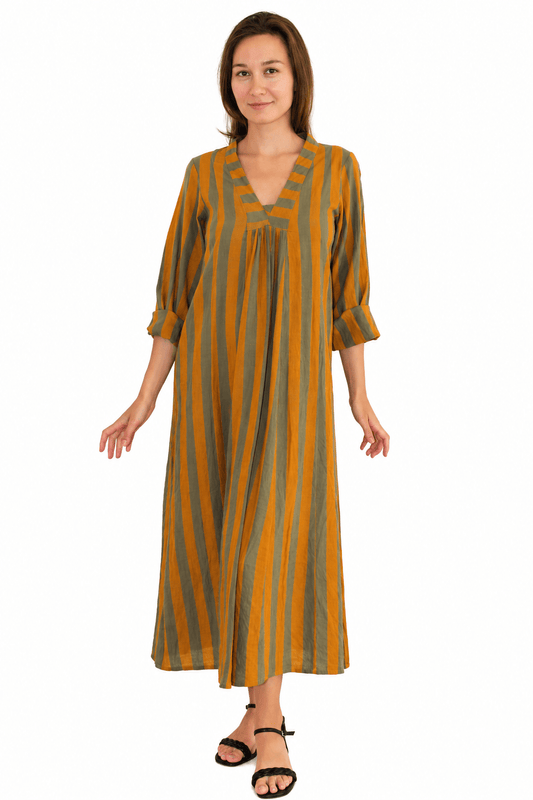 Khadi Stripes Cabana Kurta Amber - Joshikurta