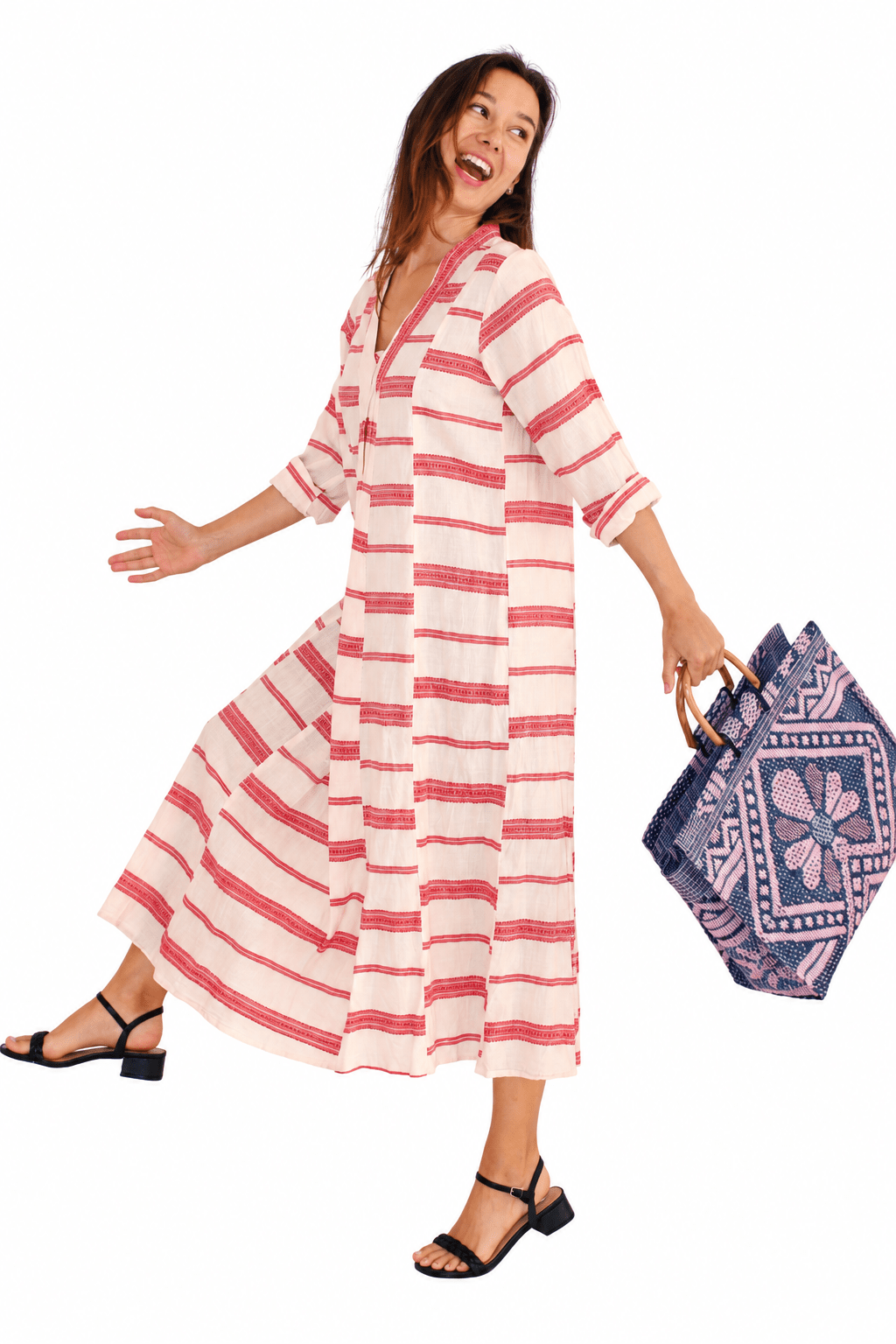 Khadi Stripes Cabana Kurta Red - Joshi