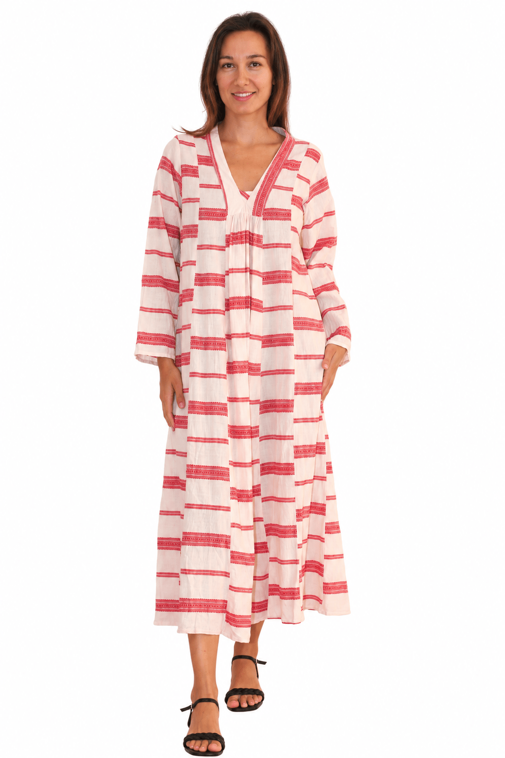 Khadi Stripes Cabana Kurta Red - Joshi