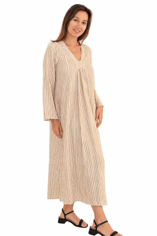 Khadi Stripes Cabana Kurta Sand - Joshikurta