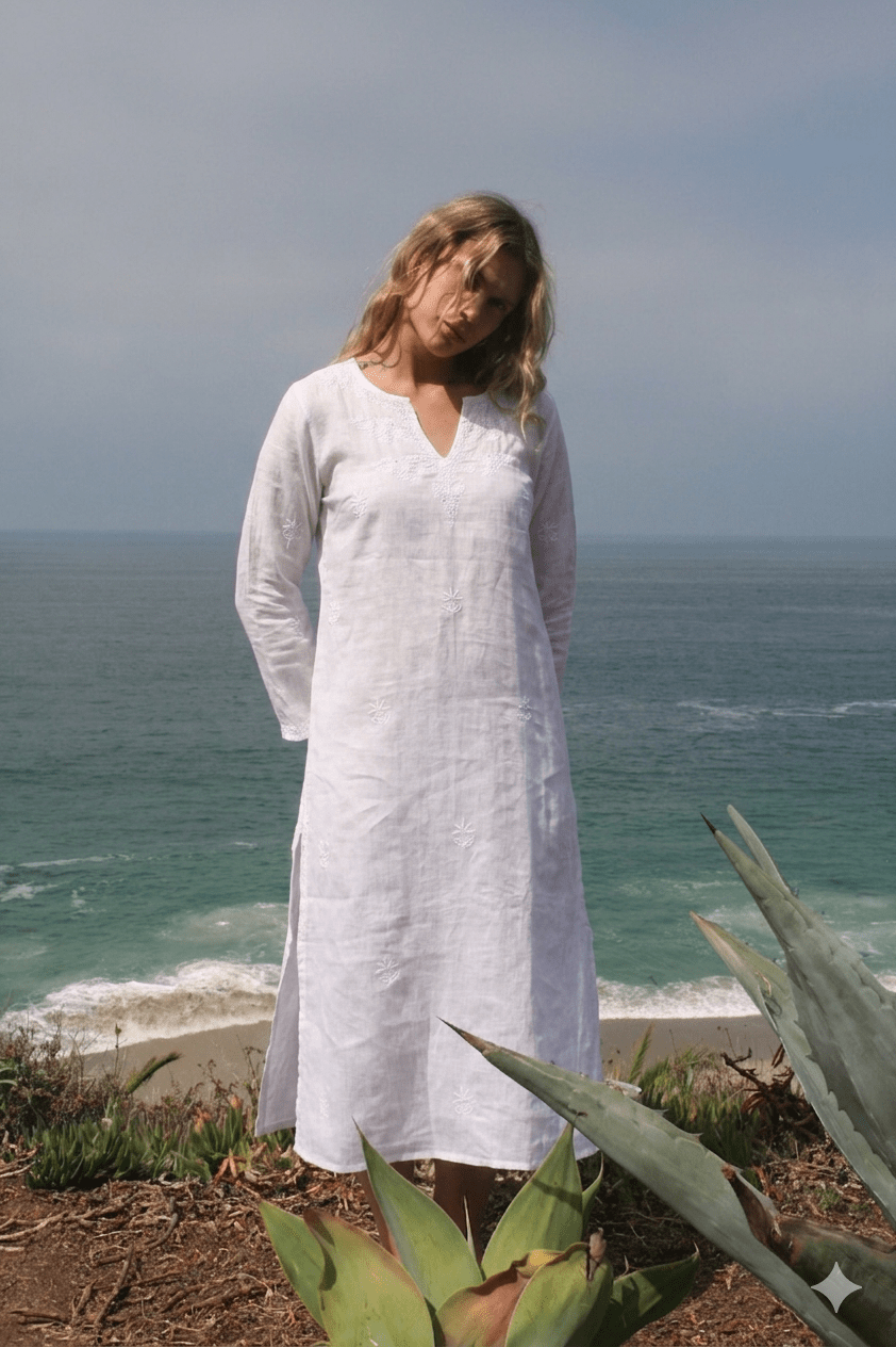 Linen Kurta White - Joshi