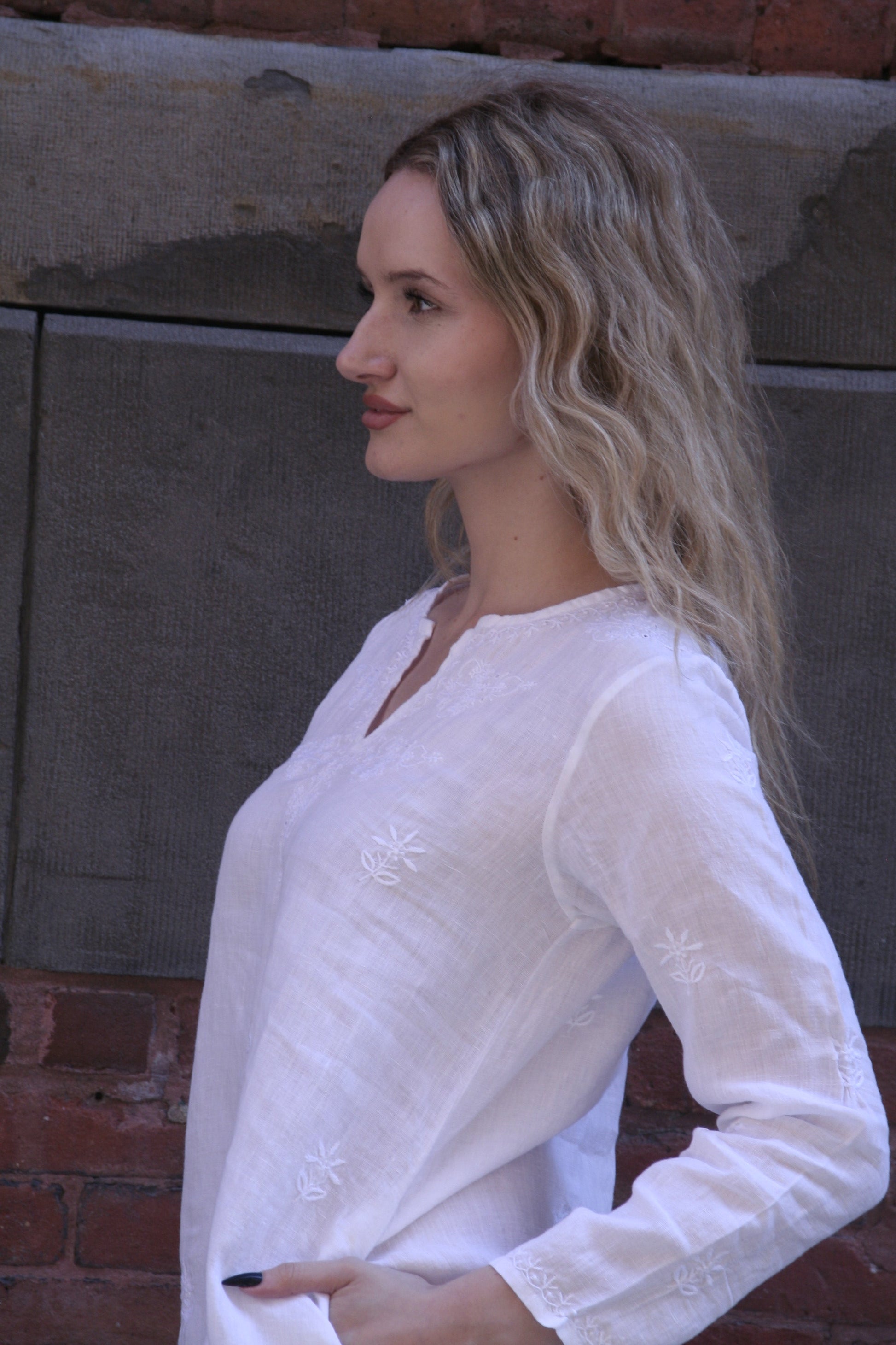 Linen Kurta White - Joshi