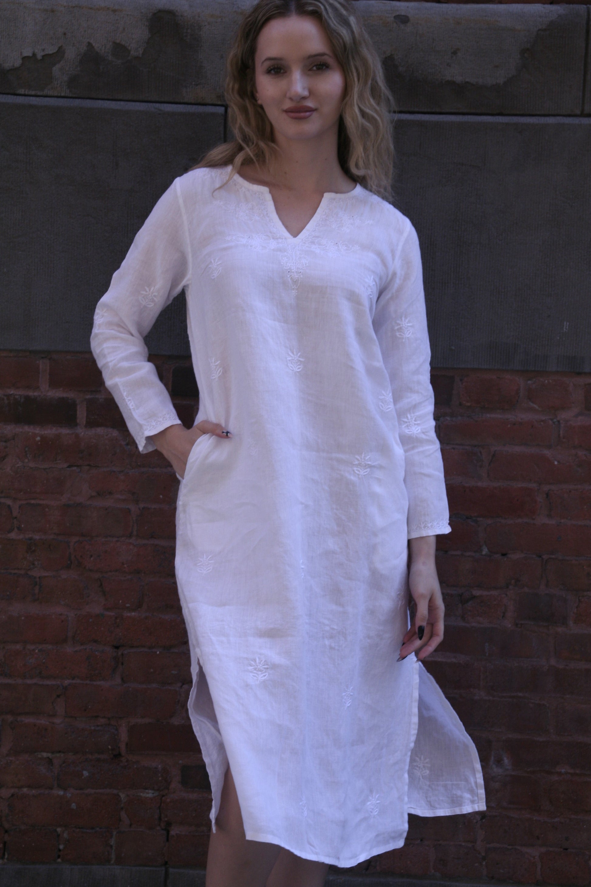 Linen Kurta White - Joshi