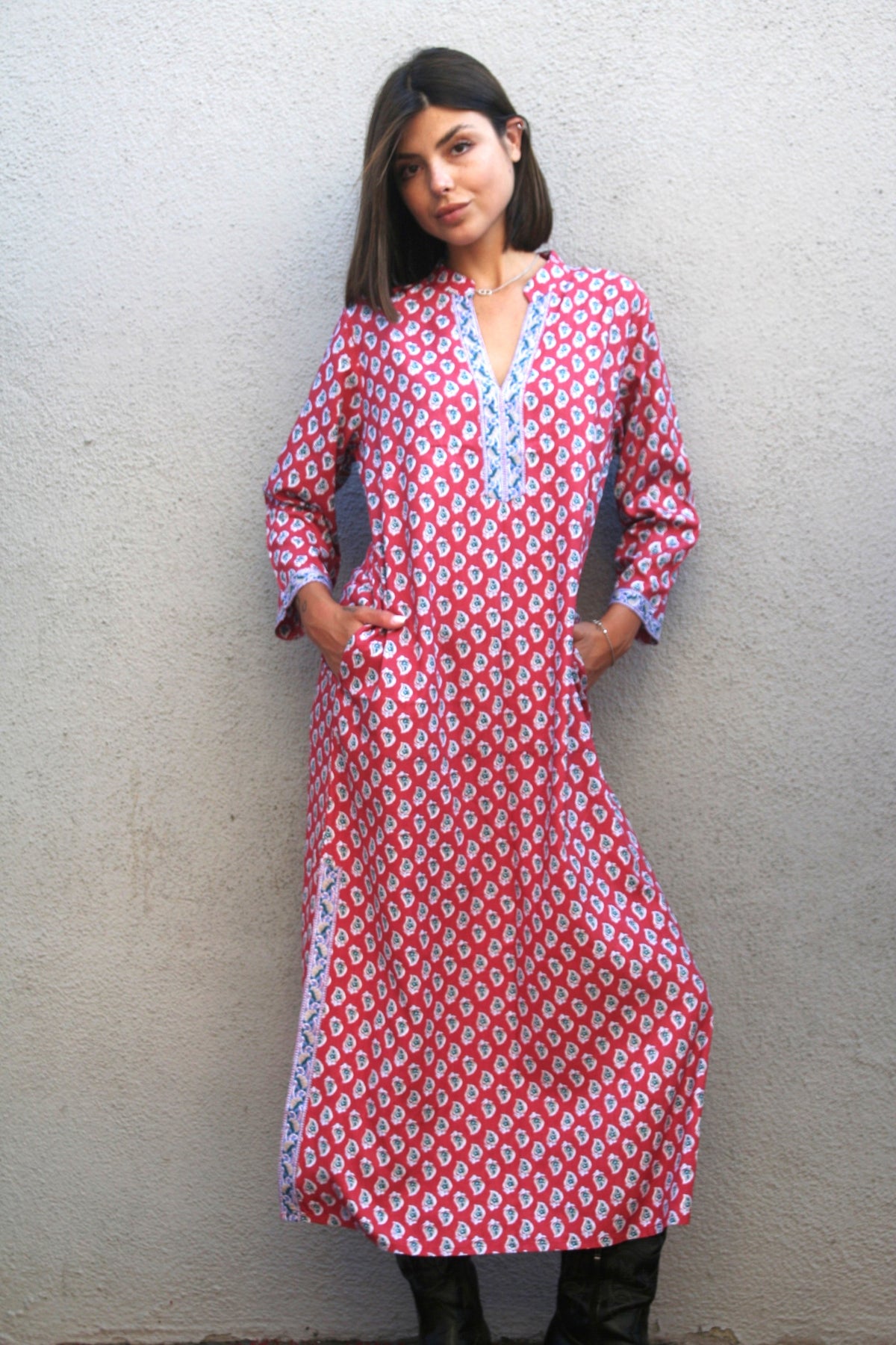 Maxi Kaftan Dress Burgundy - Joshi