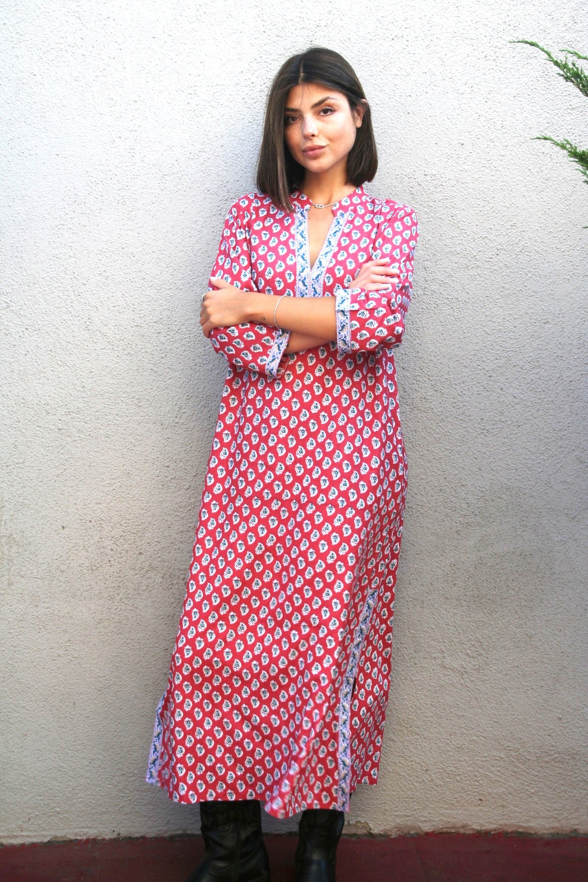 Maxi Kaftan Dress Burgundy - Joshi