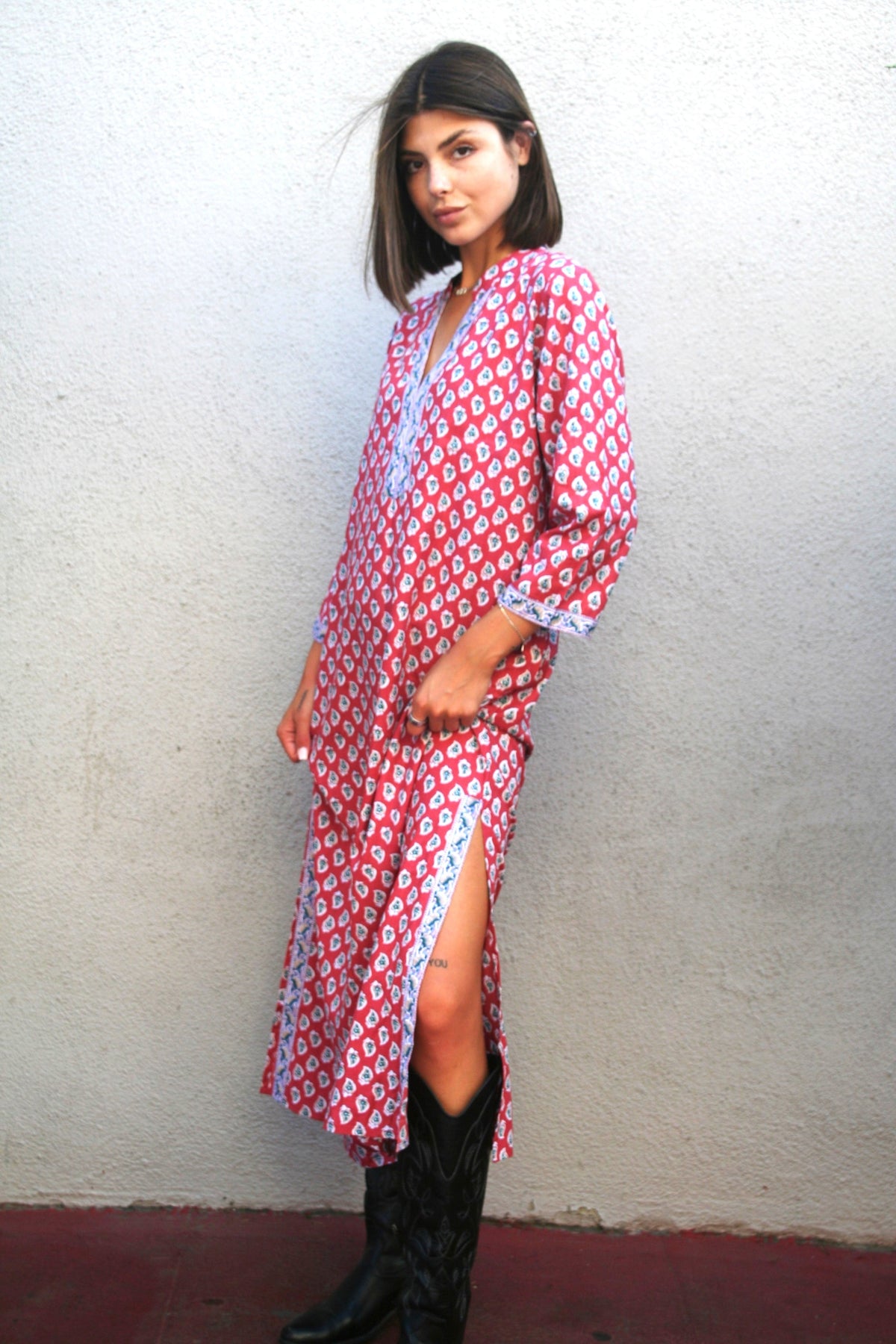Maxi Kaftan Dress Burgundy - Joshi
