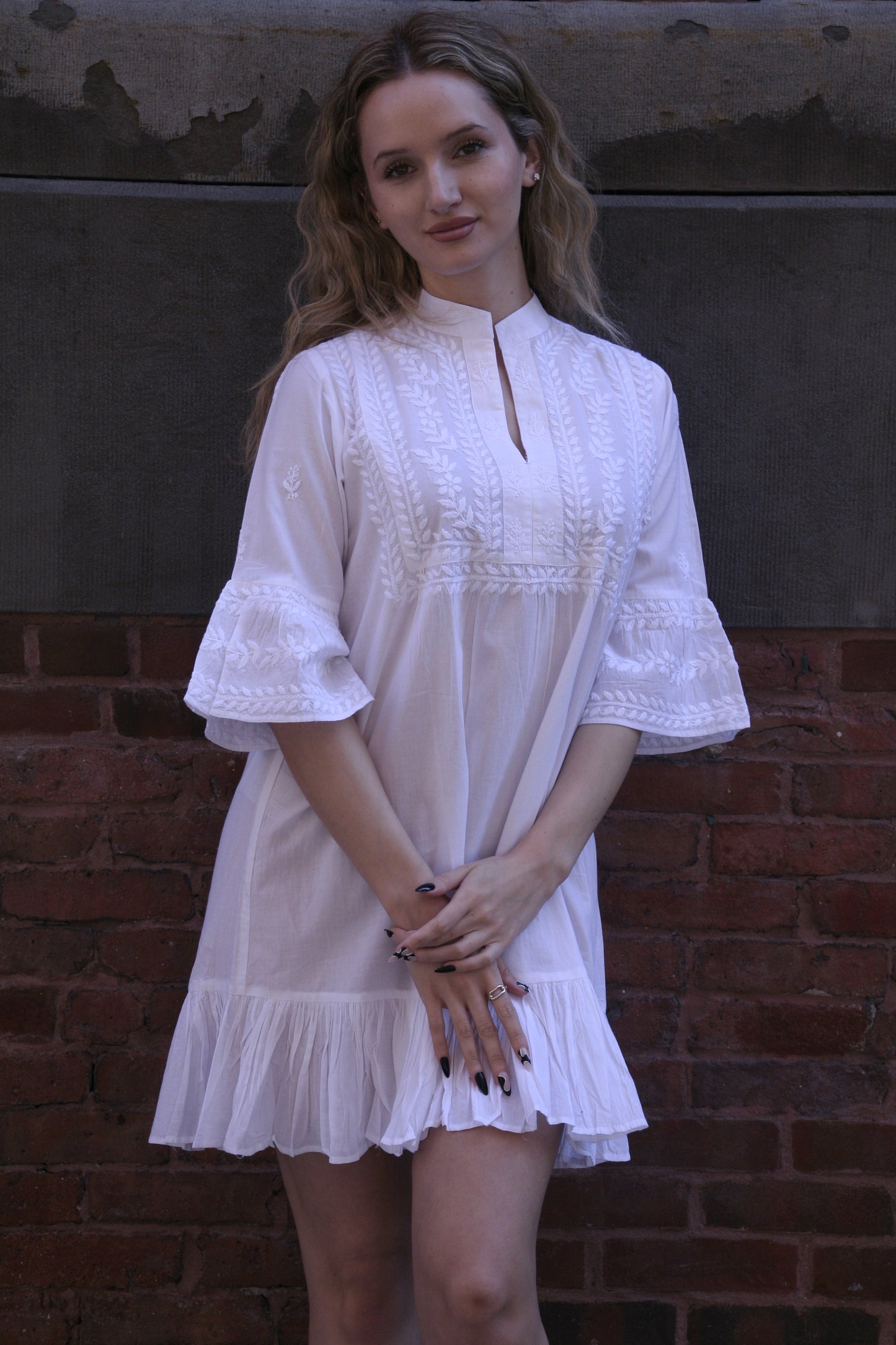 Mykonos Baby Doll Dress White - Joshi