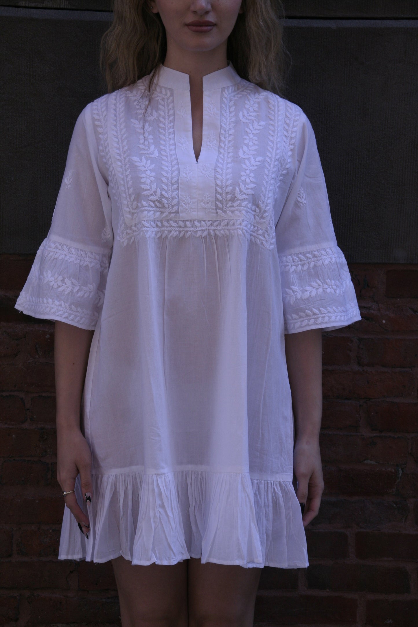 Mykonos Baby Doll Dress White - Joshi