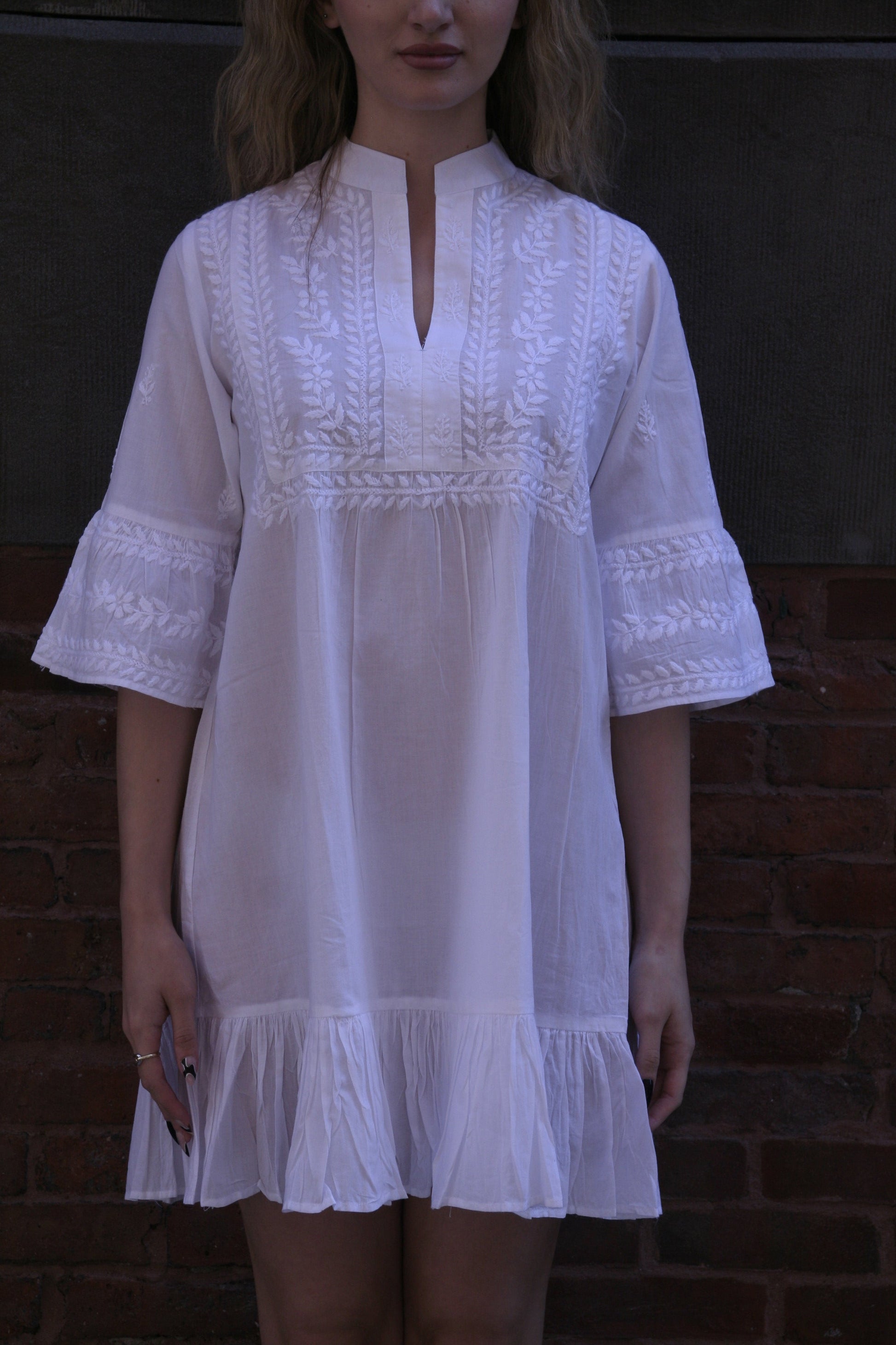 Mykonos Baby Doll Dress White - Joshi