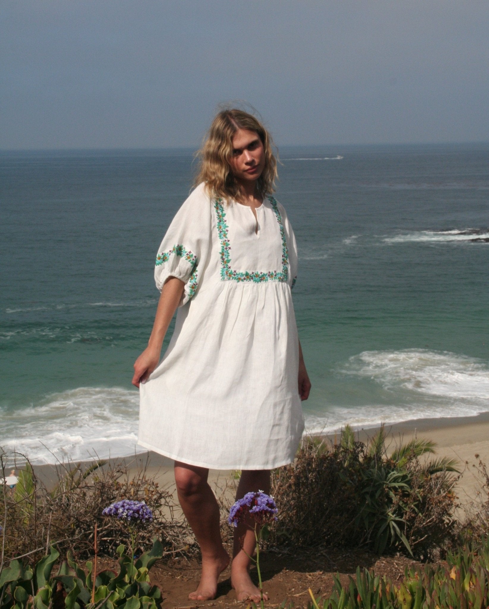 Polo Dress Short White / Green - Joshi