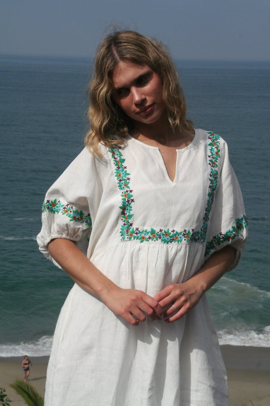 Polo Dress Short White / Green - Joshi