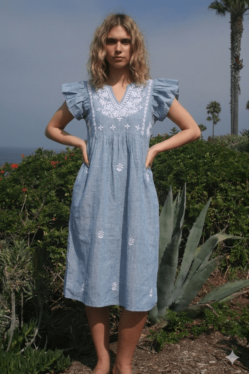 Rugby Dress Blue Chambray - Joshi