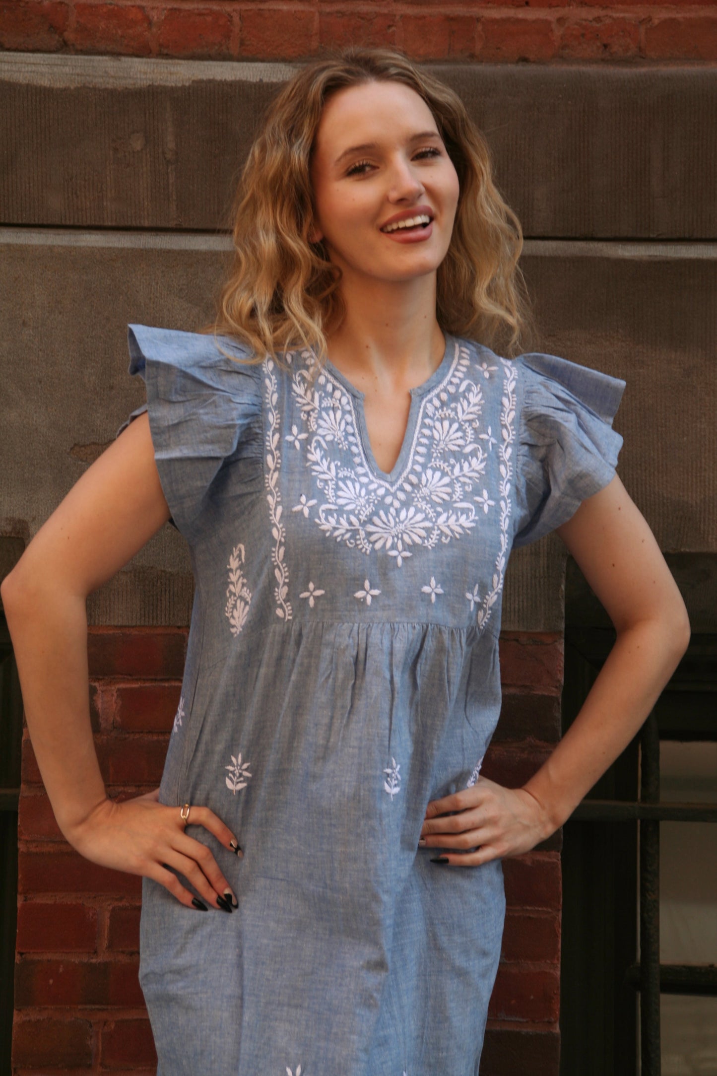 Rugby Dress Blue Chambray - Joshi
