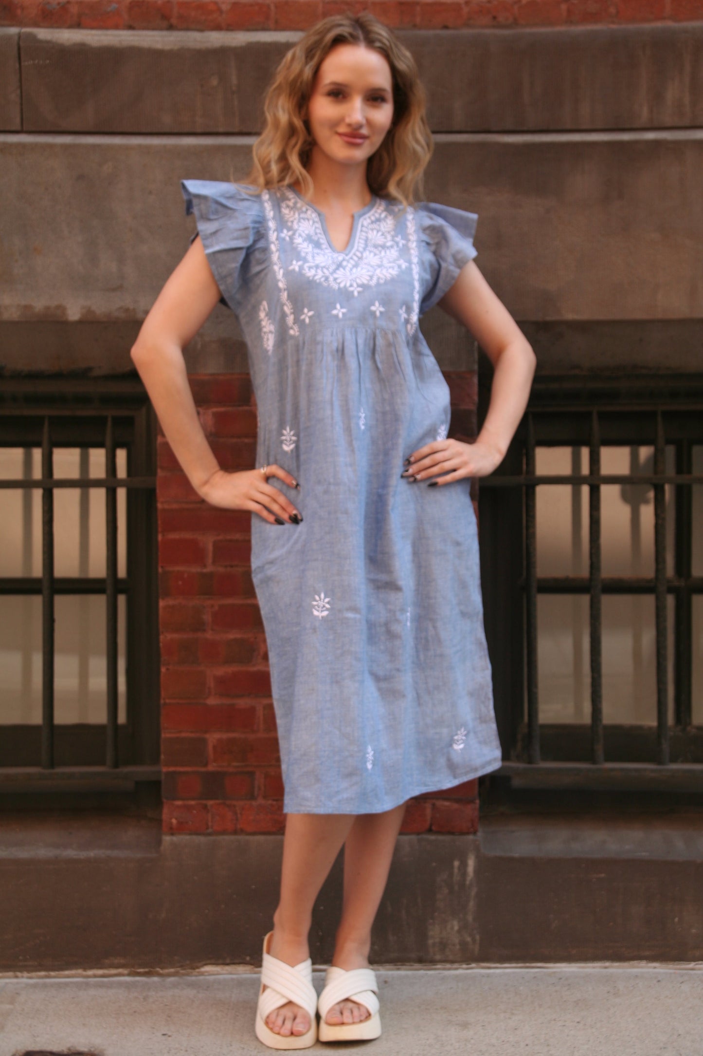 Rugby Dress Blue Chambray - Joshi