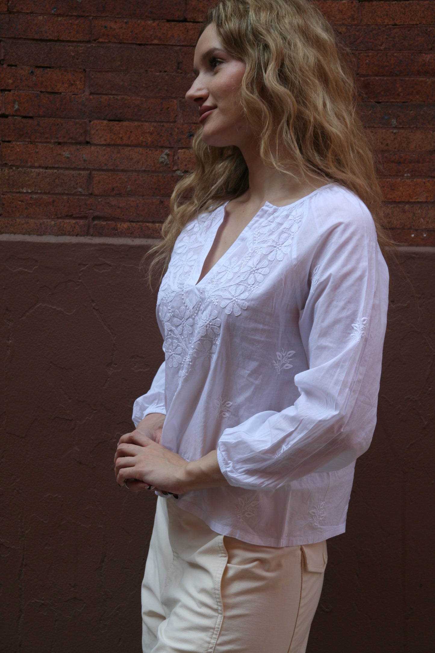 Samira Peasant Top White - Joshi