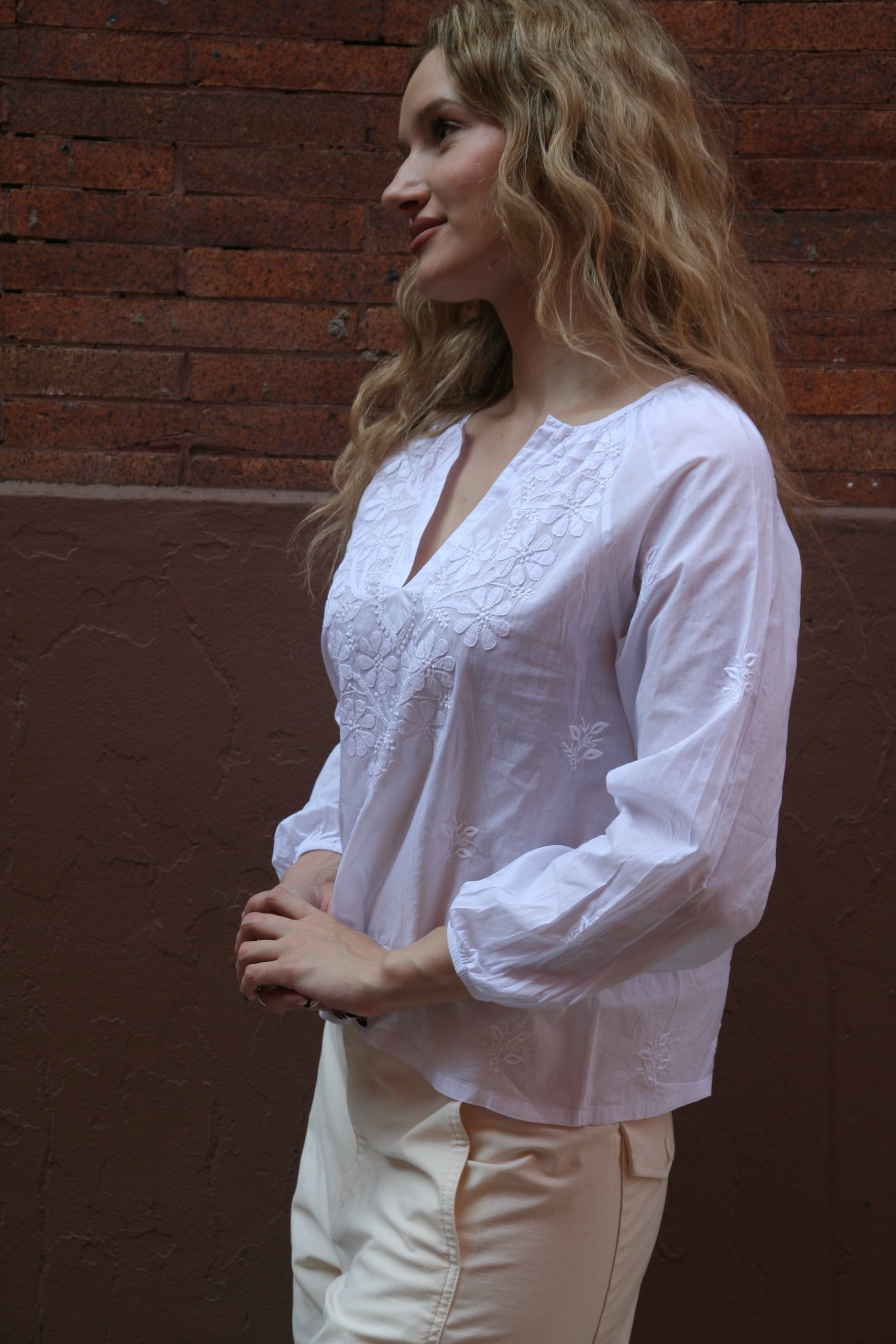 Samira Peasant Top White - Joshi