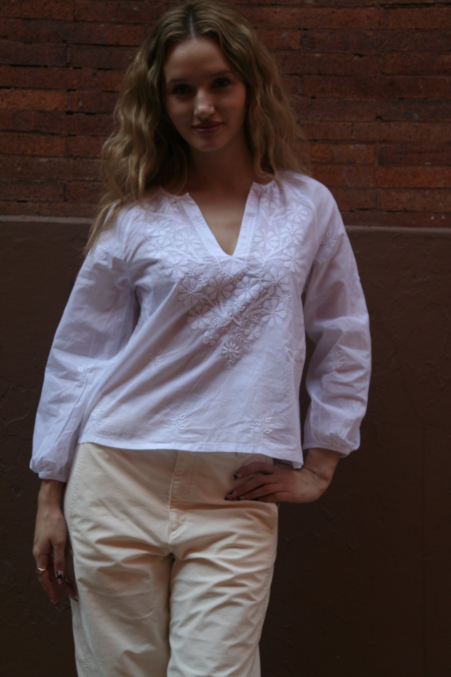 Samira Peasant Top White - Joshi