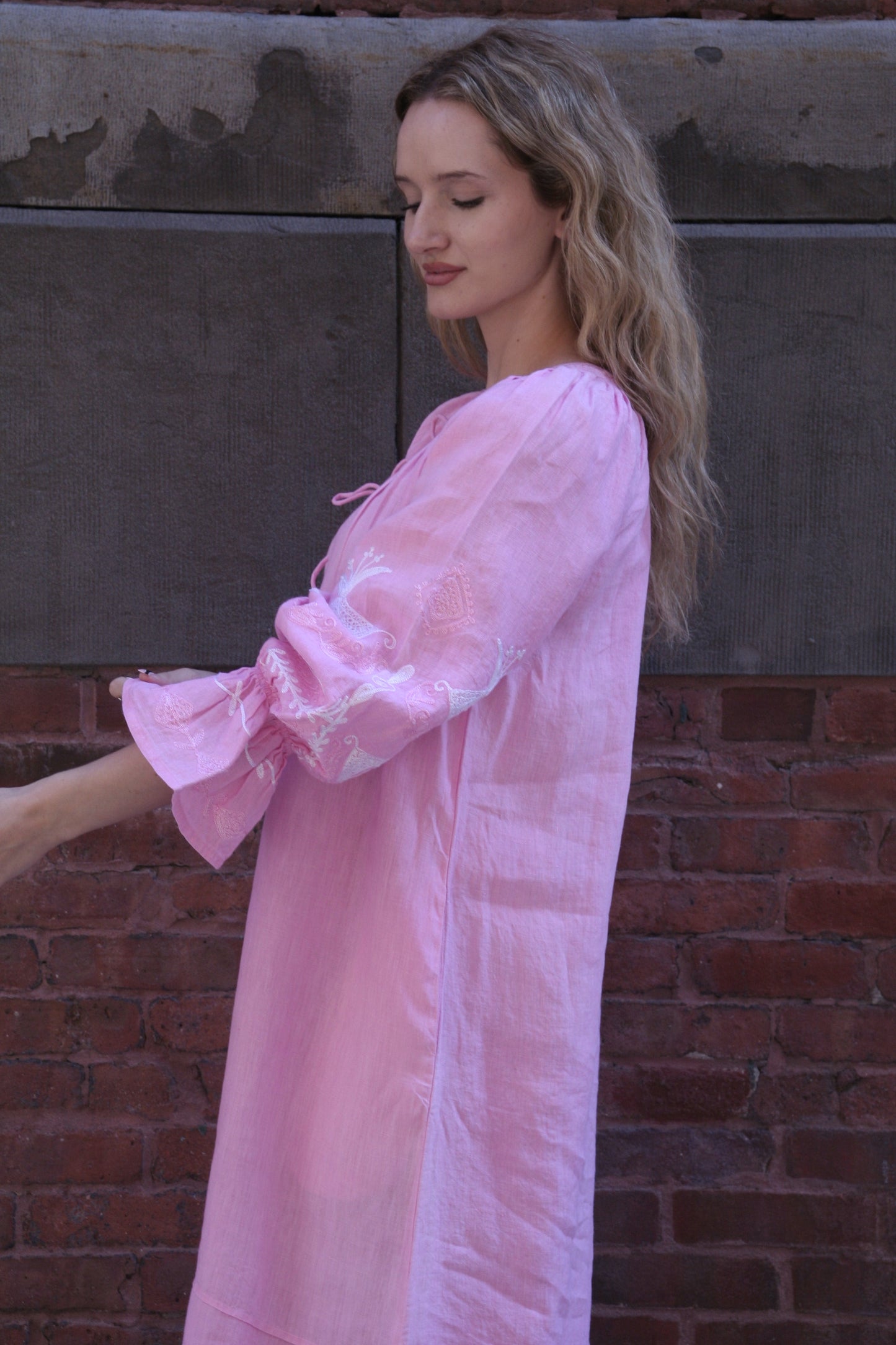 Sasha Linen Dress Pink - Joshi