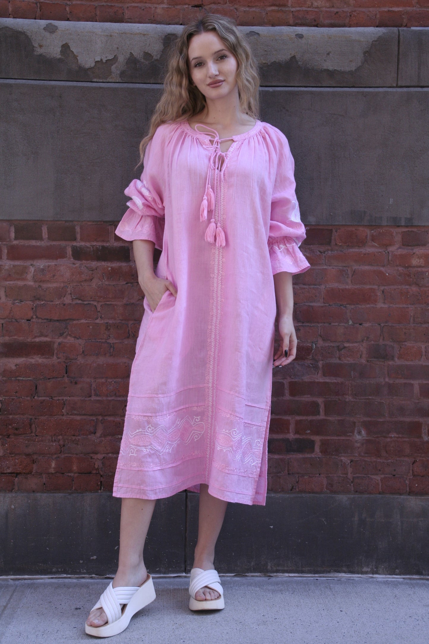 Sasha Linen Dress Pink - Joshi