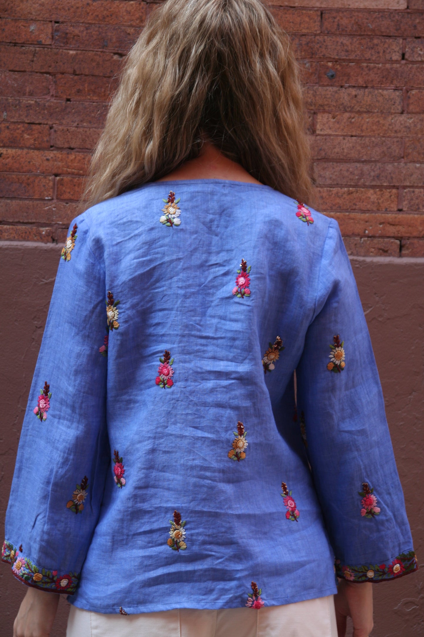 Sienna Linen Top Blue - Joshi