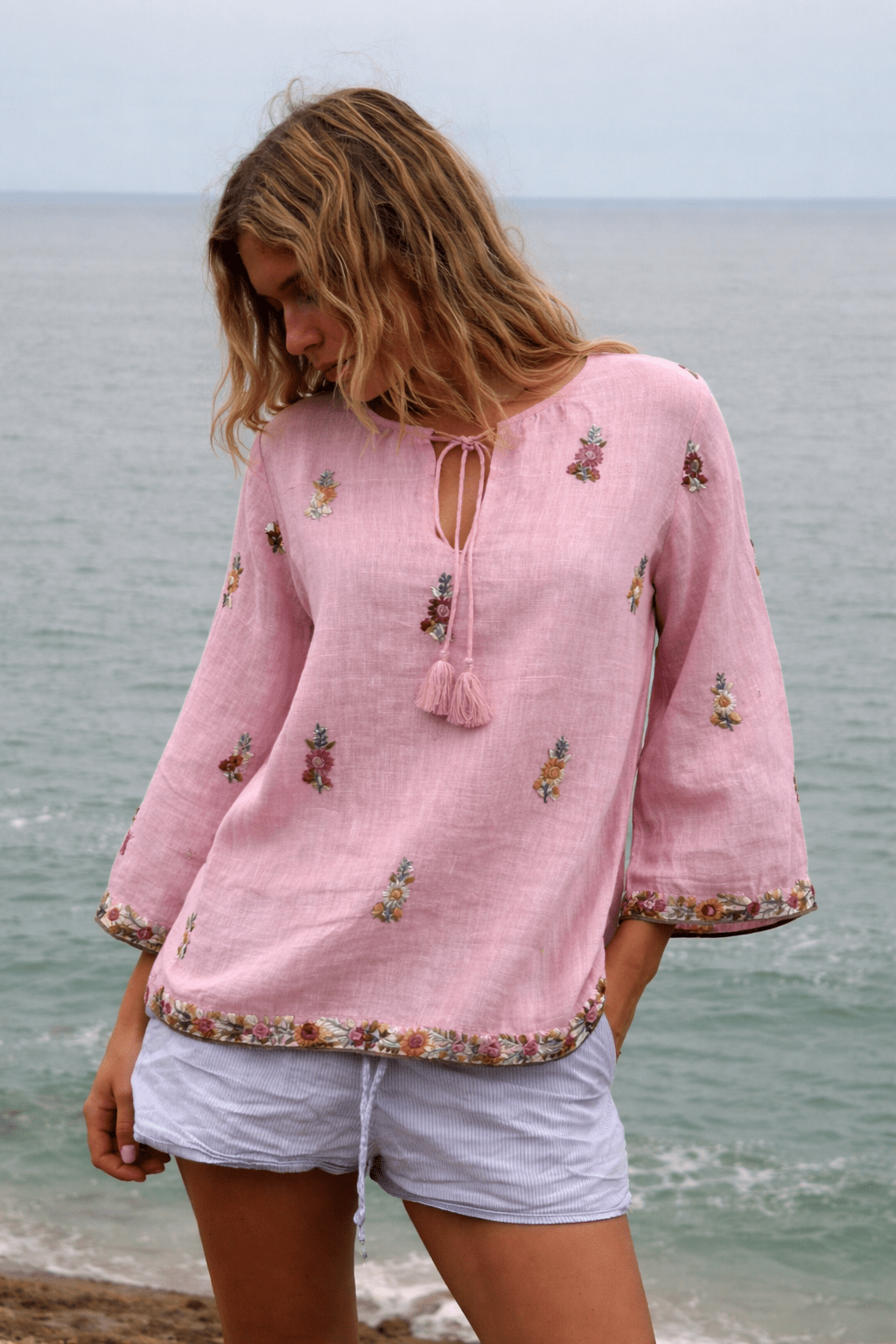 Sienna Linen Top Pink - Joshi